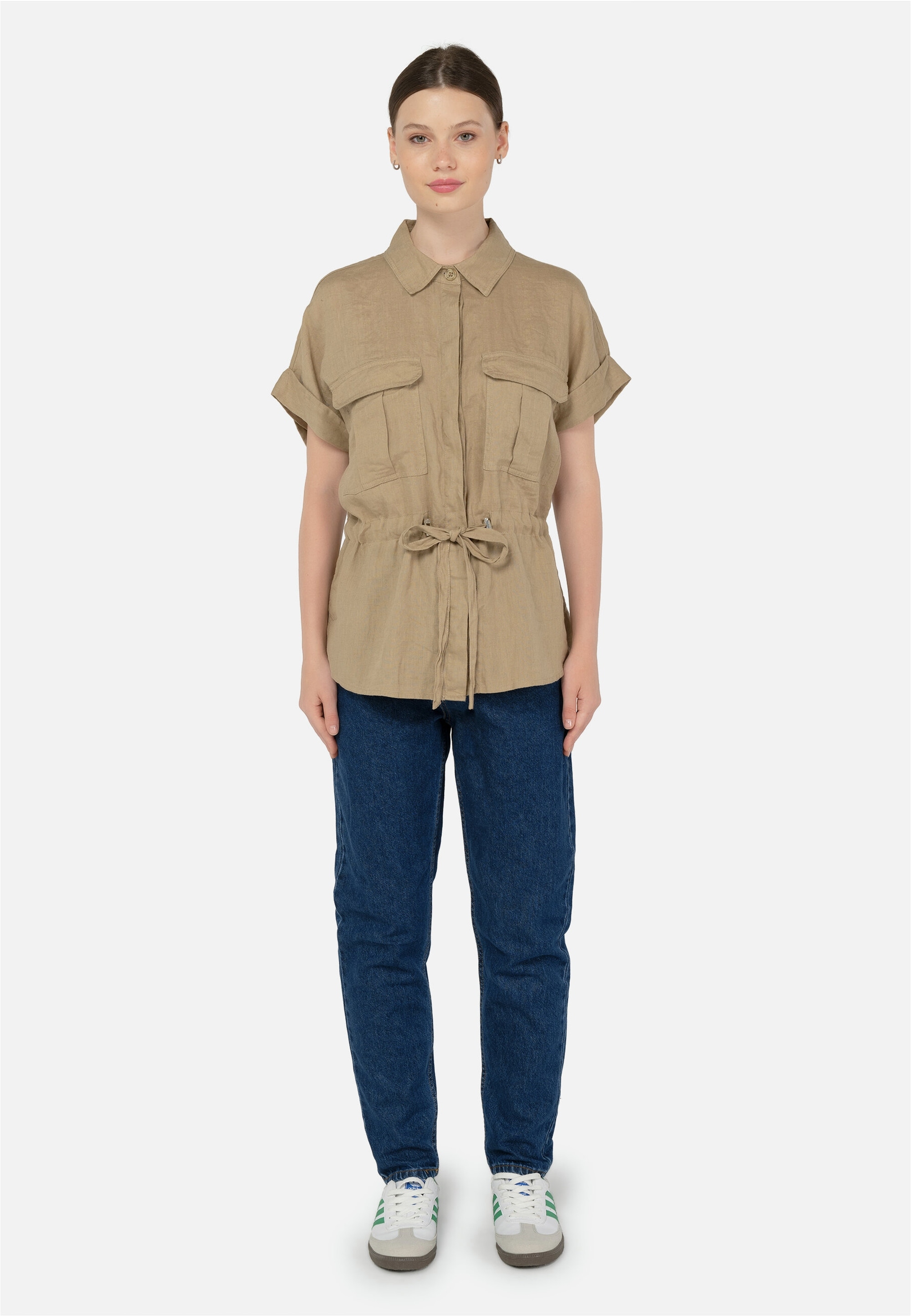 freshlions Klassische Bluse "Zoey" 1 tlg. mit Bindeband in der Taille günstig online kaufen