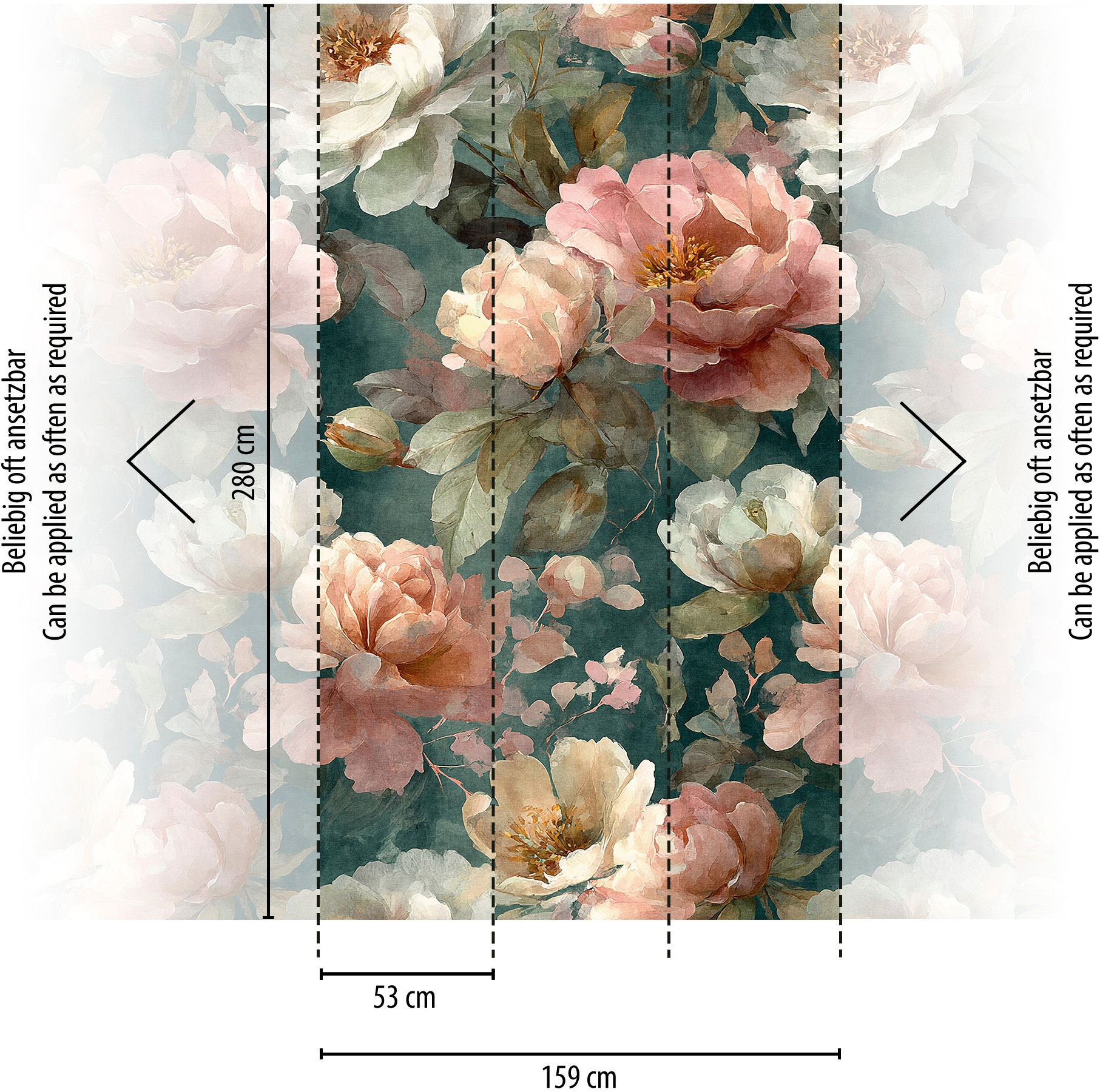 living walls Fototapete »The Wall 4 Flowers – Malerische Blumenblüten Vlies-Fototapete« botanisch | floral | matt leicht strukturiert Malerische Blumenblüten mit natürlicher Tiefenwirkung