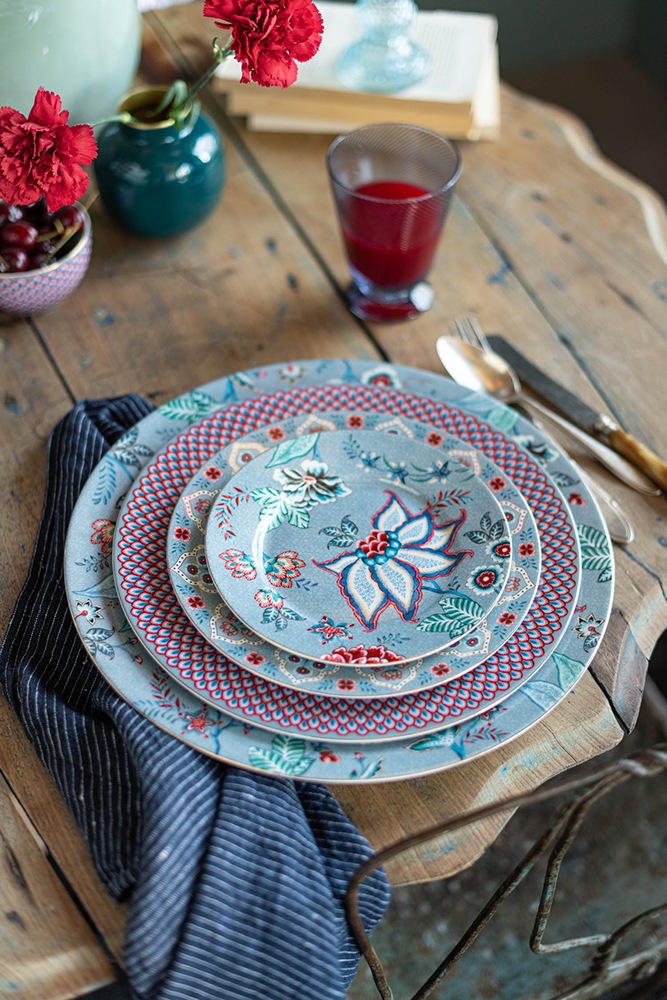 PiP Studio Teller-Set »Kuchen-Teller Flower Festival, Ø 17 cm«, (Set, 4 tlg.), Frühstücksteller im 4er Set