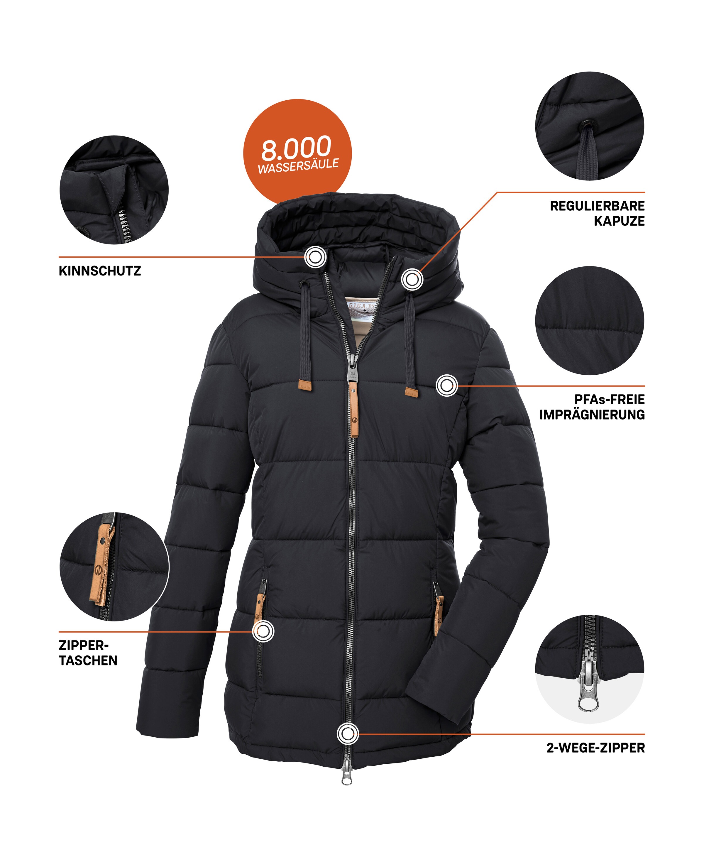 G.I.G.A. DX by killtec Steppjacke »GW 12 WMN QLTD JCKT« Steppjacke: wasserabweisend, atmungsaktiv, hoher Kragen, Kapuze