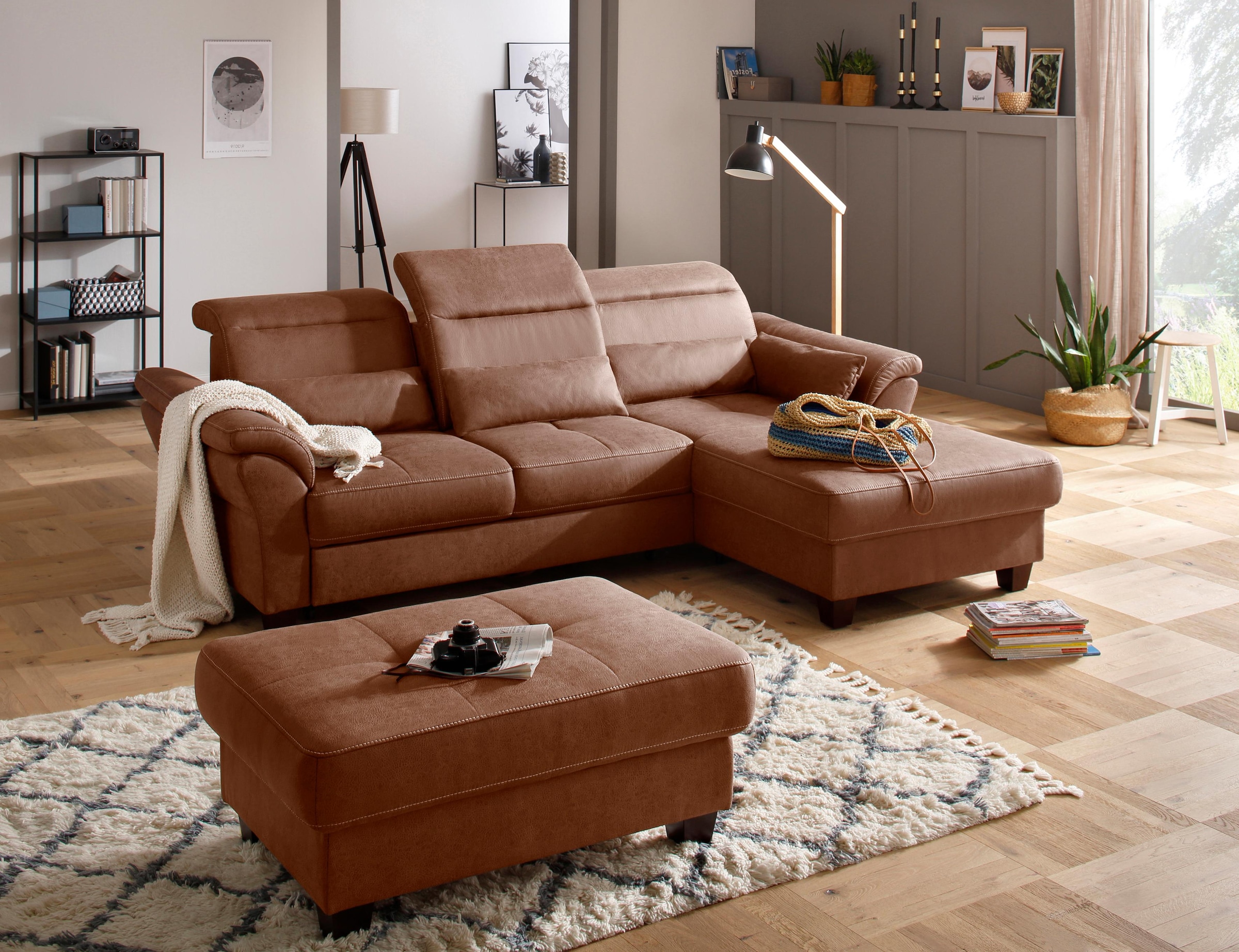 Home affaire Ecksofa »Solvei L-Form«, mit Recamierenabschluß und Sitztiefenverstellung