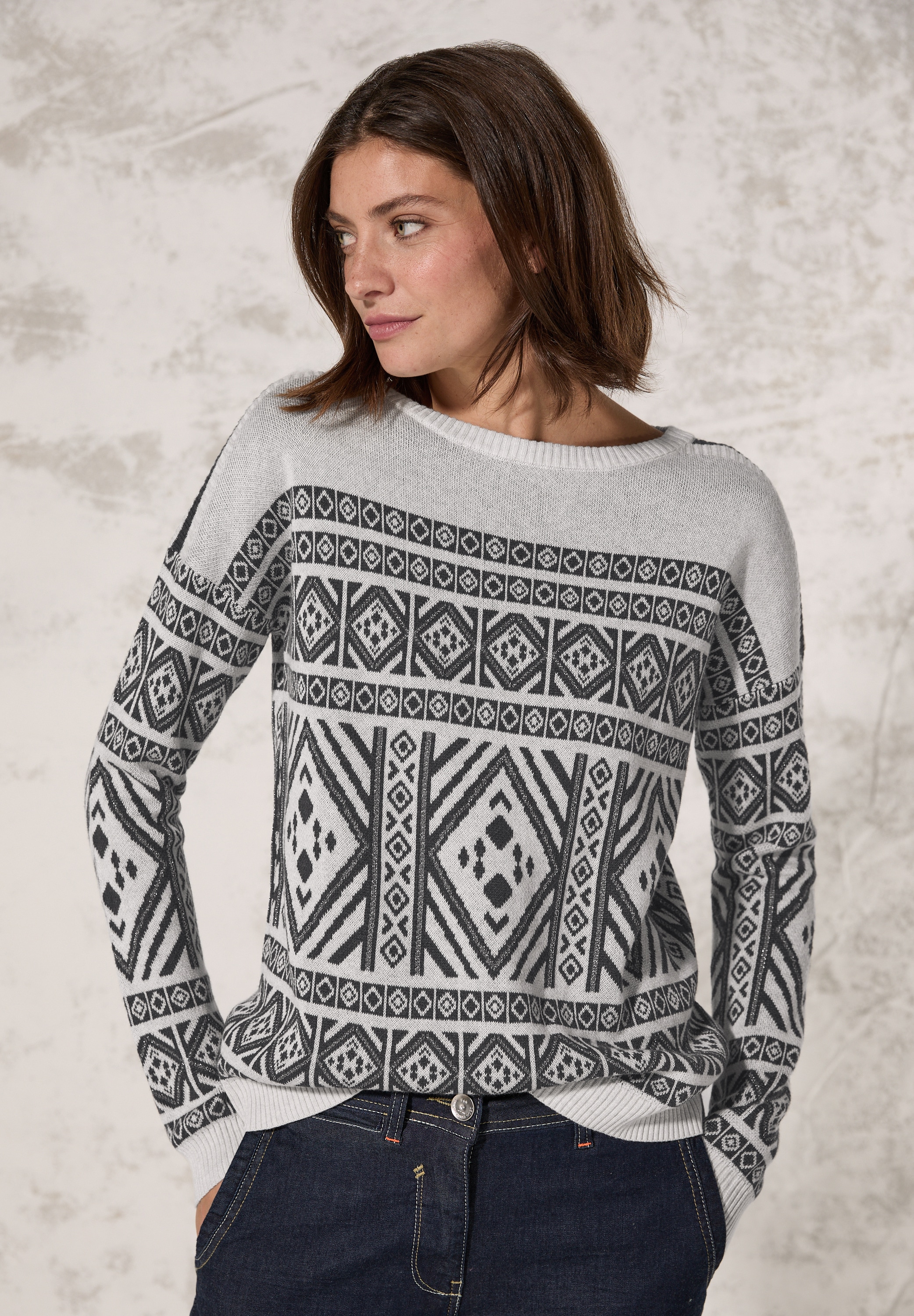 Cecil Longsweatshirt , mit U-Boot-Ausschnitt
