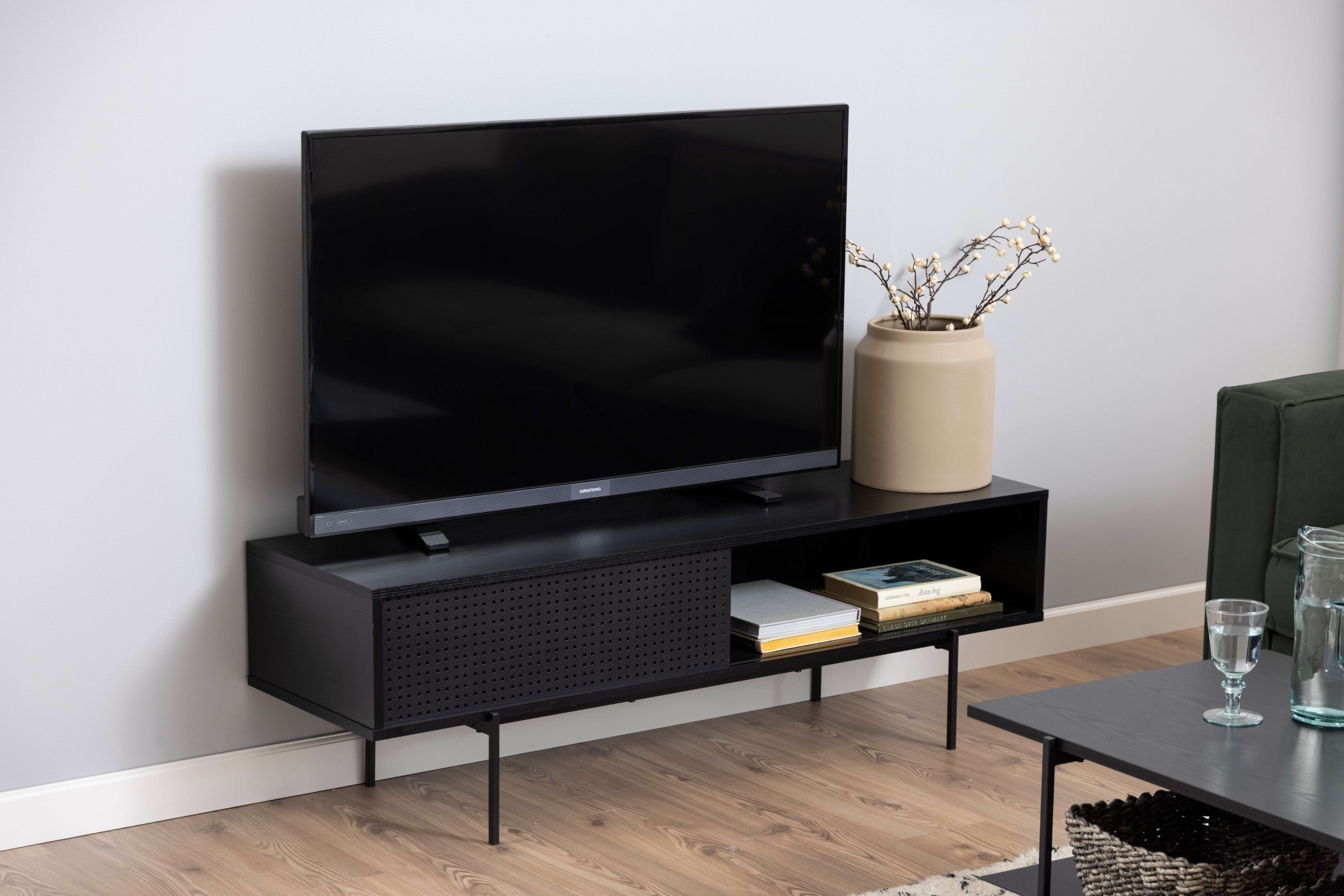 ACTONA GROUP TV-Schrank »Angus«, TV-Bank,TV Tisch mit 1 Schiebetür schwarz.  Höhe 44,50 cm kaufen | BAUR | TV-Schränke