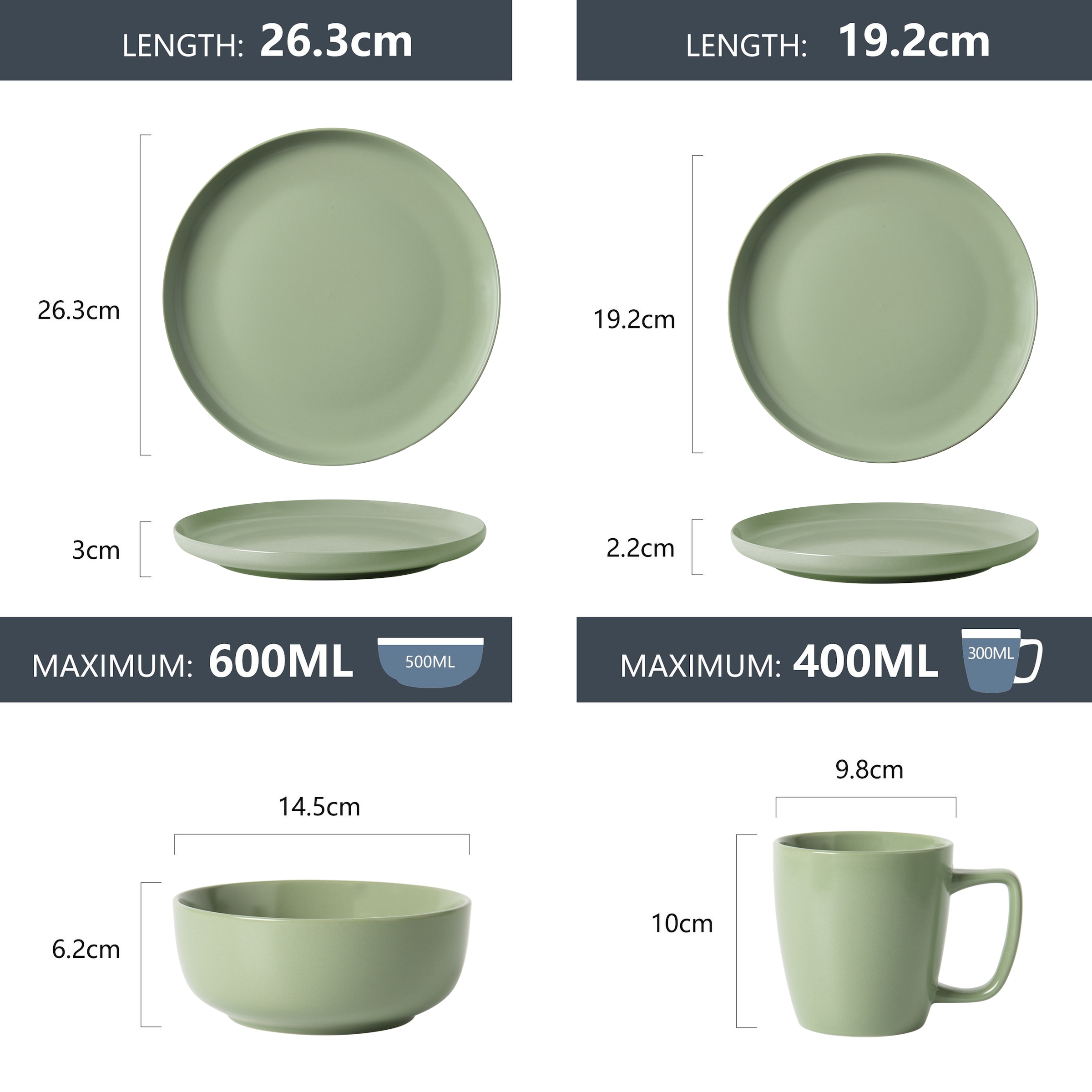 OTTO home Geschirr-Set »Tommik, außen matt, innen glänzend« spülmaschinenfest und mikrowellengeeignet