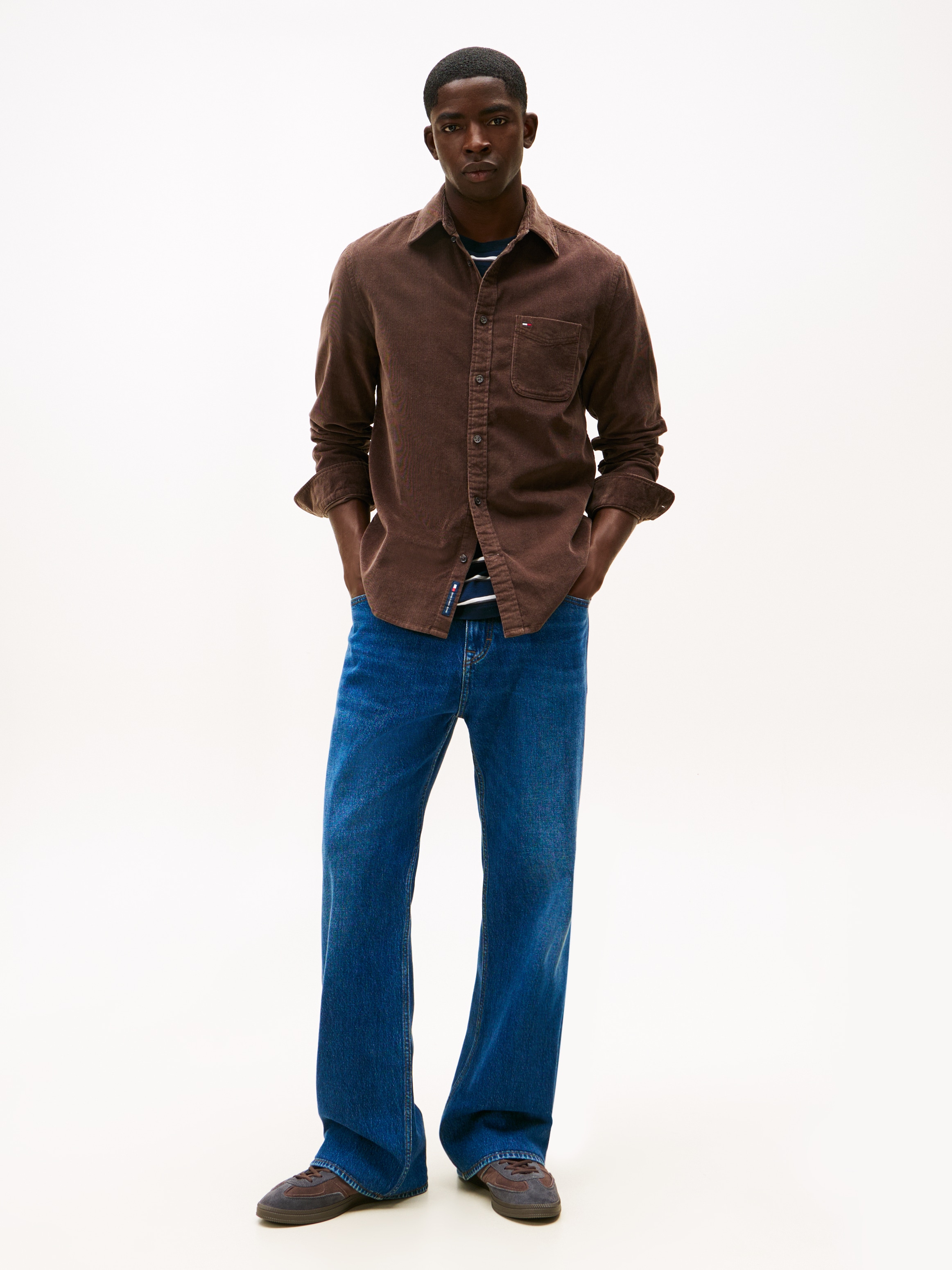 Tommy Jeans Langarmhemd »TJM BABY CORD« Kentkragen, regular fit