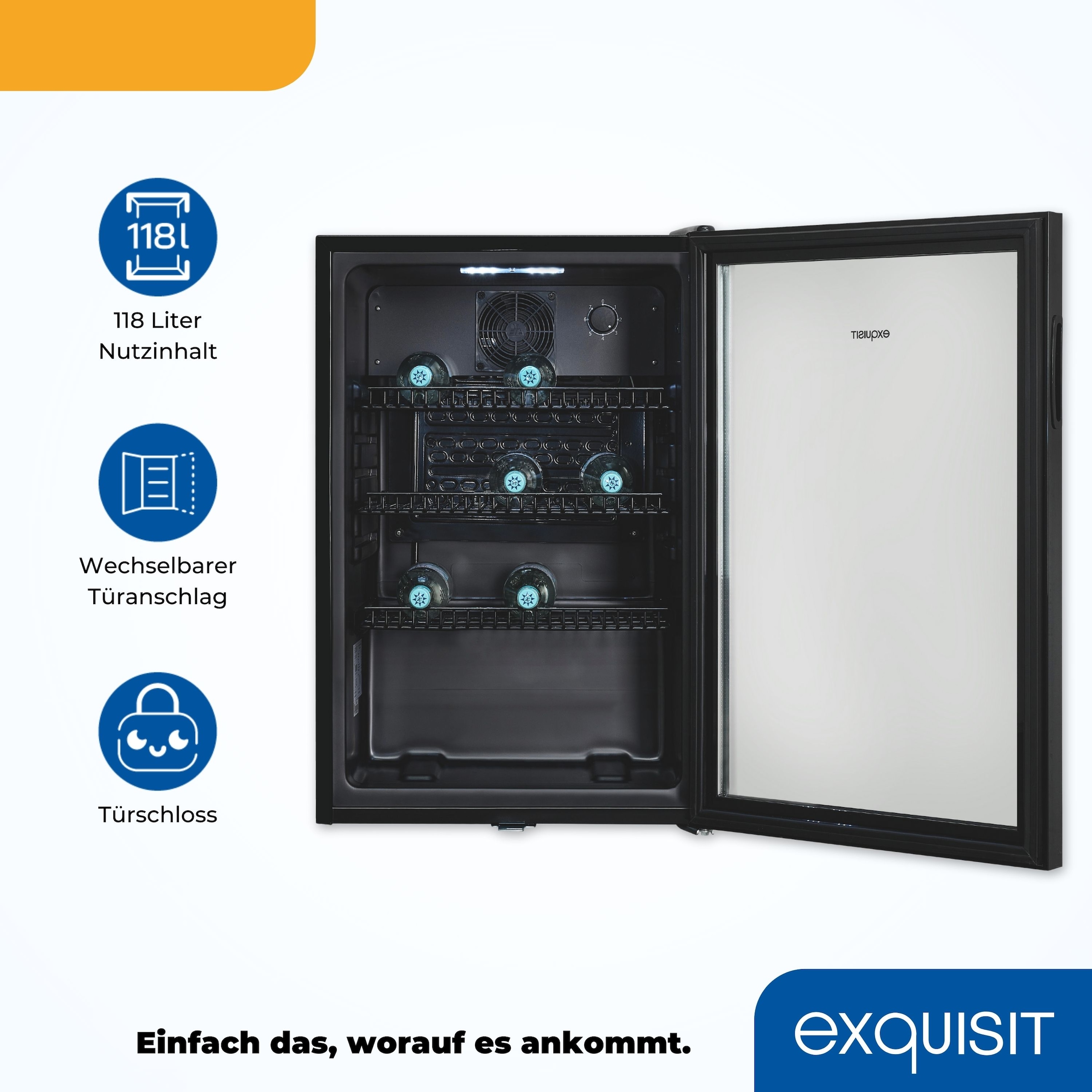 exquisit Getränkekühlschrank »GKS120-GT-160C schwarz«