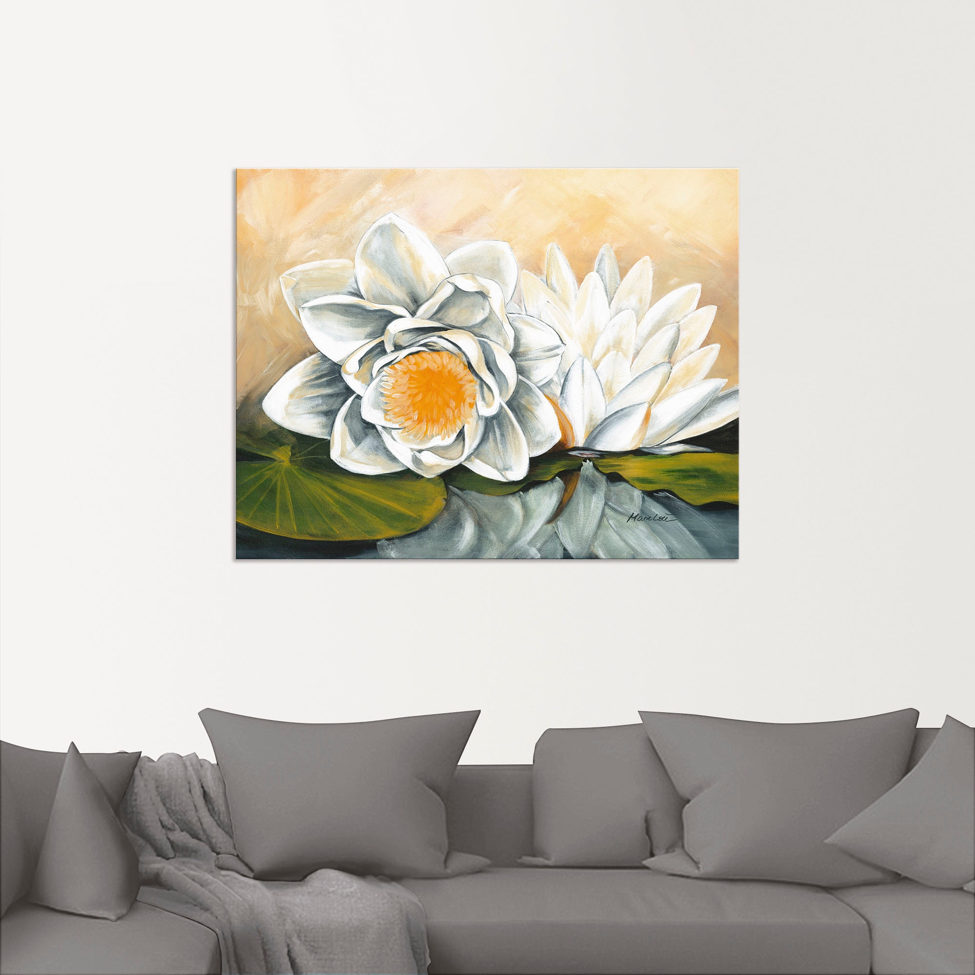 Artland Alu-Dibond-Druck »Seerosen«, Blumen, (1 St.), für Innen- und Außenbereich geeignet, Outdoorbild