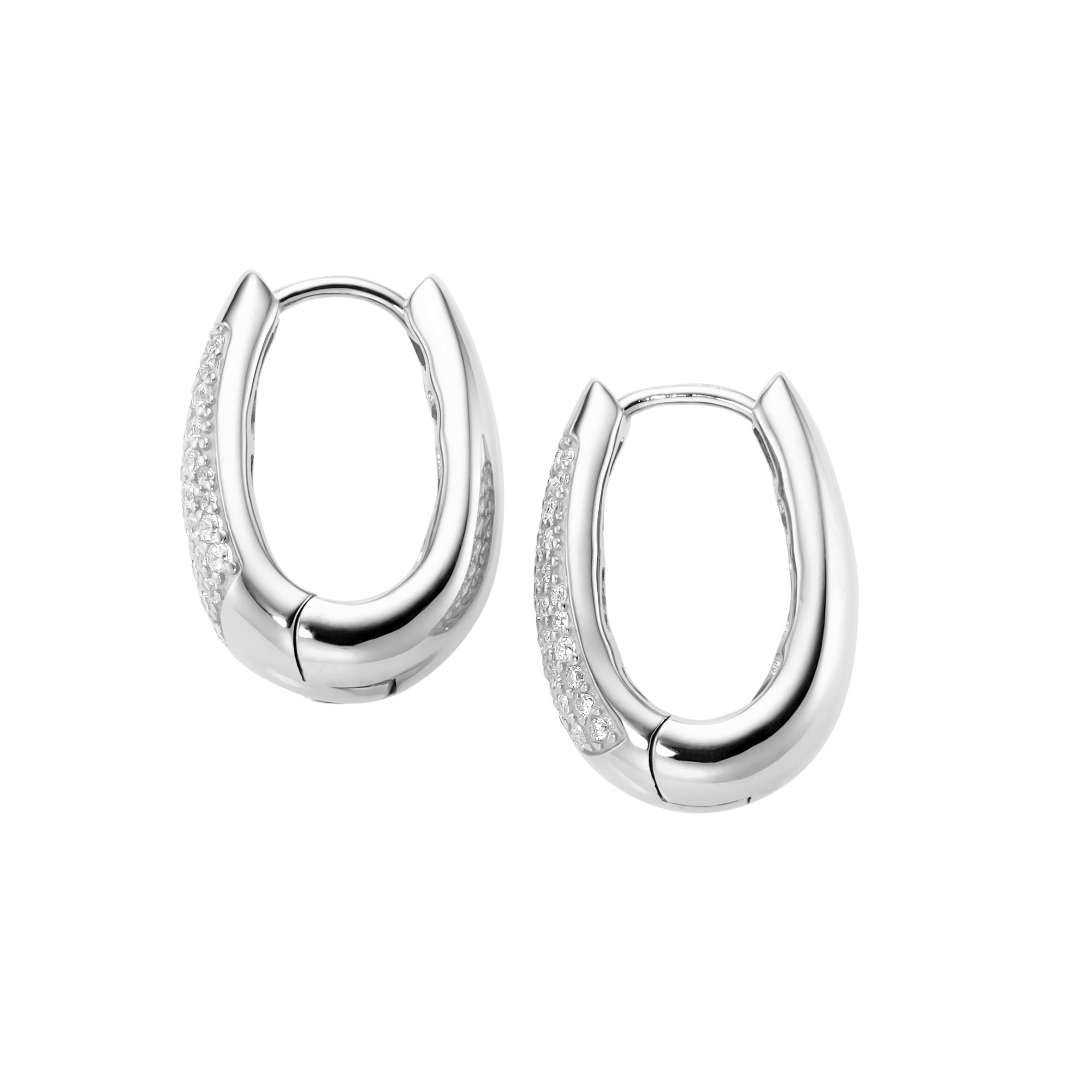 GIORGIO MARTELLO MILANO Paar Creolen »ovale Form, mit Zirkonia, Silber 925«