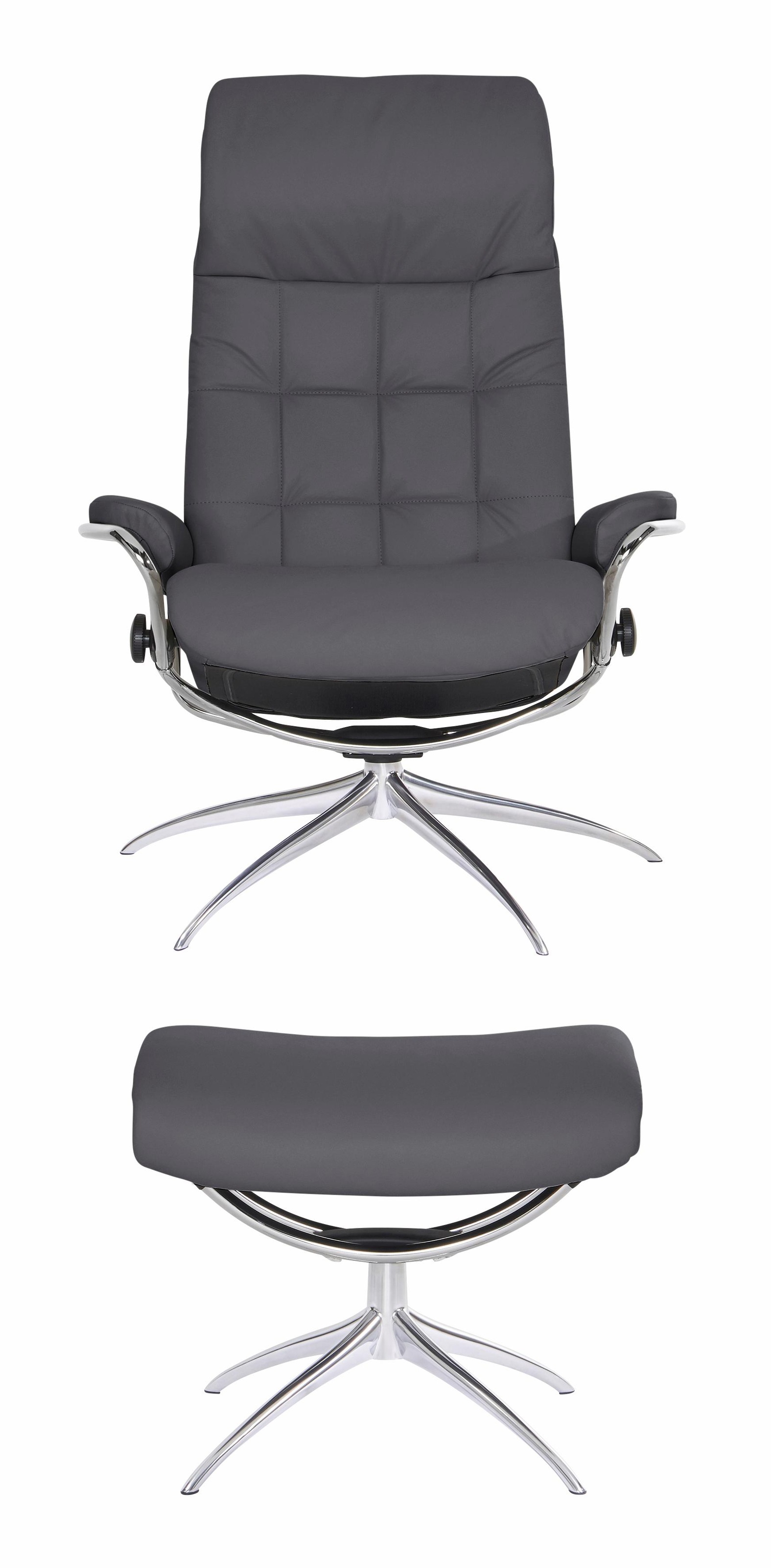 Stressless® Relaxsessel »London«, (Set, Relaxsessel mit Hocker), mit Hocker, High Back, mit Star Base, Gestell Chrom