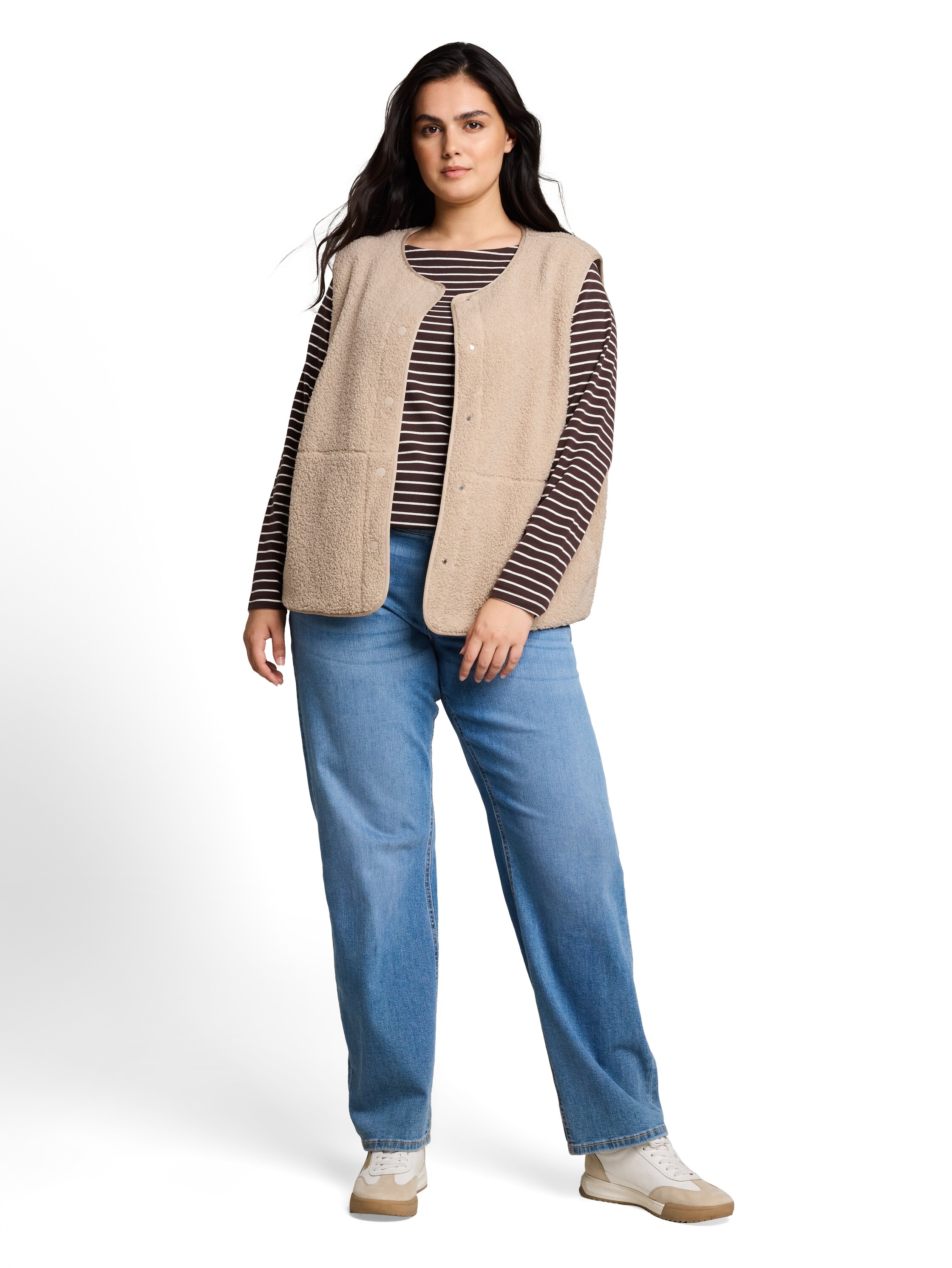 TOM TAILOR PLUS Fleeceweste »TTP Sweatshirt« mit Druckknöpfen / Große Größen
