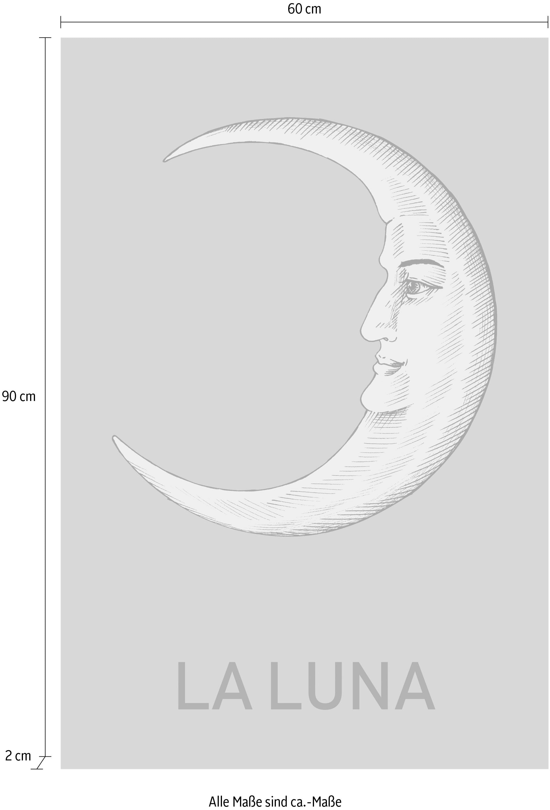 queence Leinwandbild »Der Mond«, Kunst-Modern-Schriftzug, Premium-Leinwandstoff, Handarbeit aus Deutschland