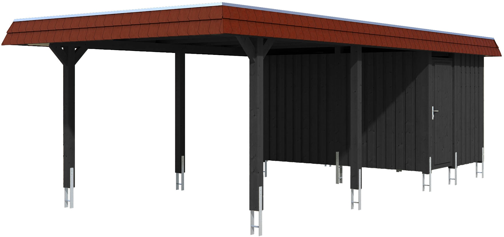 Einzelcarport SKANHOLZanthrazit, rote blende, Carports, "Wendland"