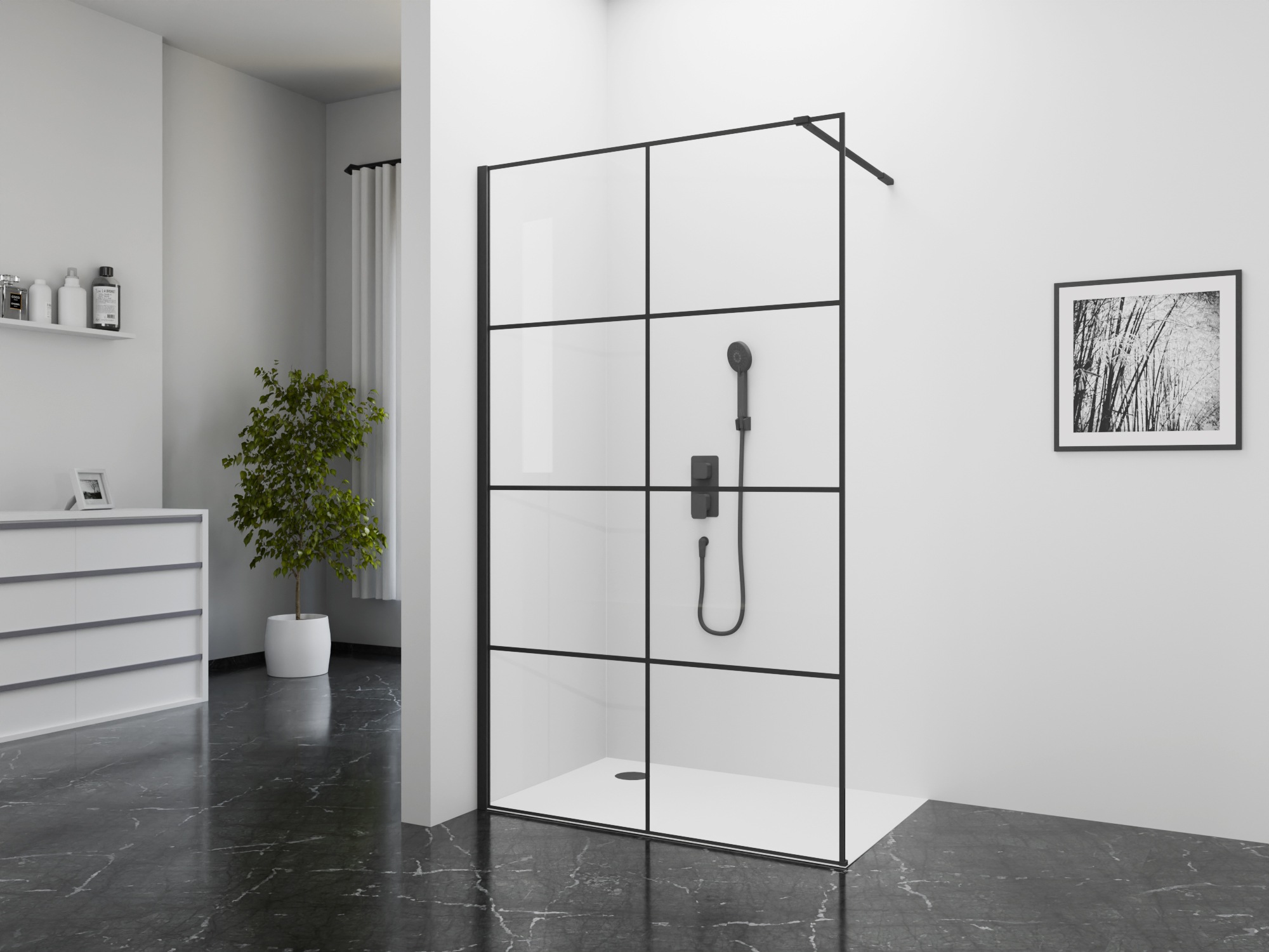 Marwell Walk-in-Dusche »BLACK WINDOW« beidseit...
