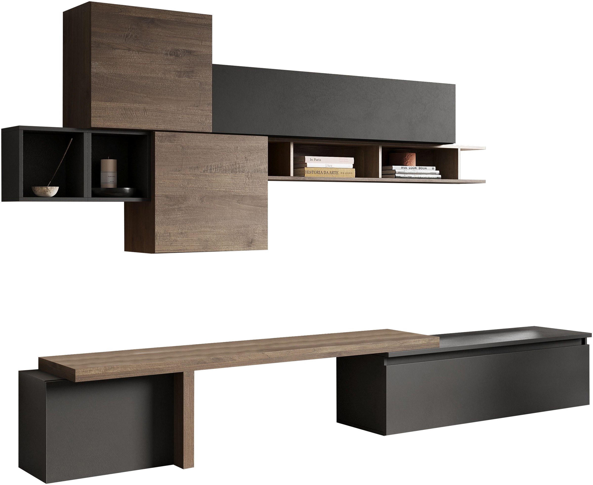 INOSIGN Wohnwand "Infinity, 8tlg. Breite 330 cm, Höhe variabel (Lowboard, T günstig online kaufen