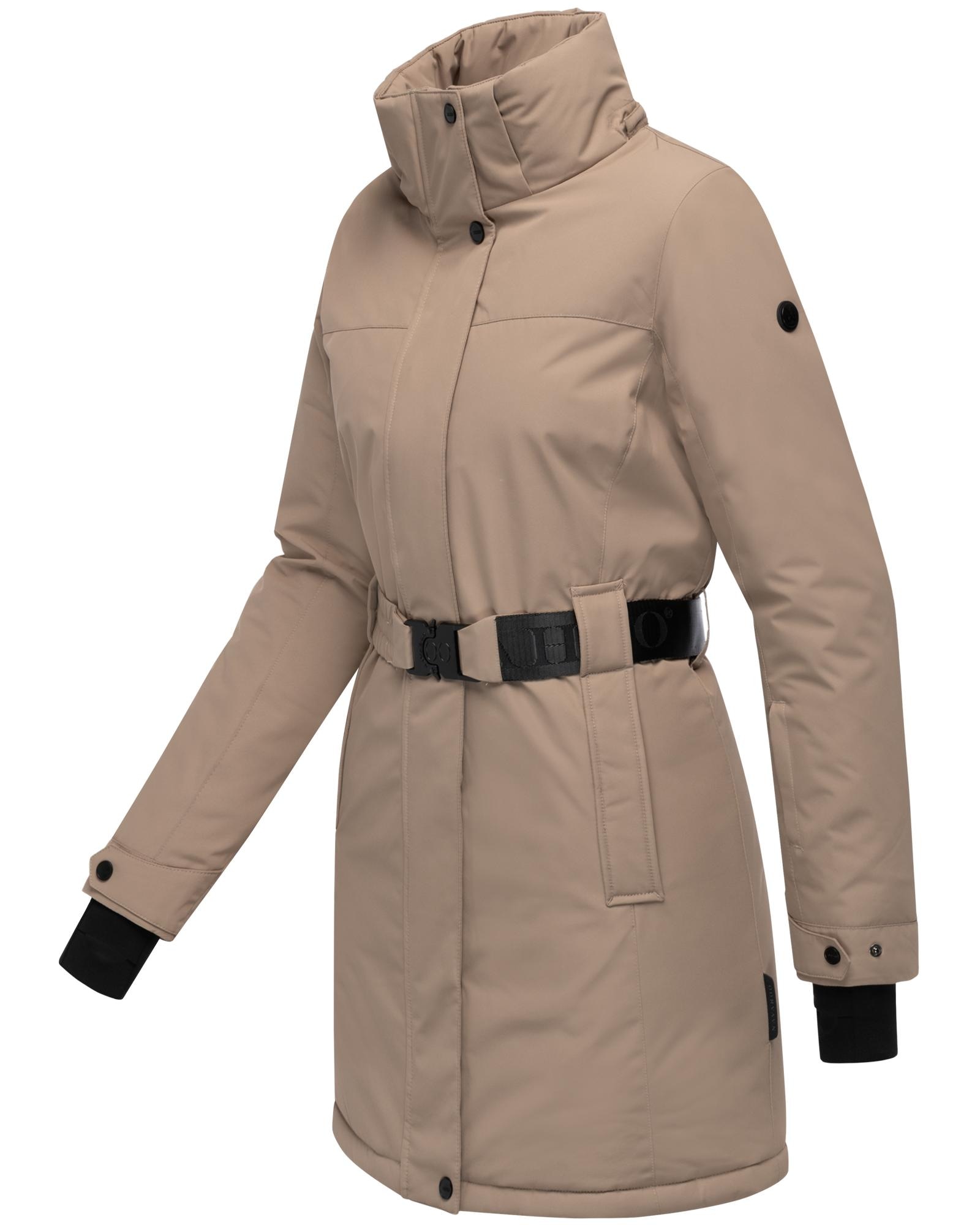 Navahoo Wintermantel »Frostkuss 14«, Warmer Damen Mantel mit abnehmbarer Kapuze und Taillengürtel