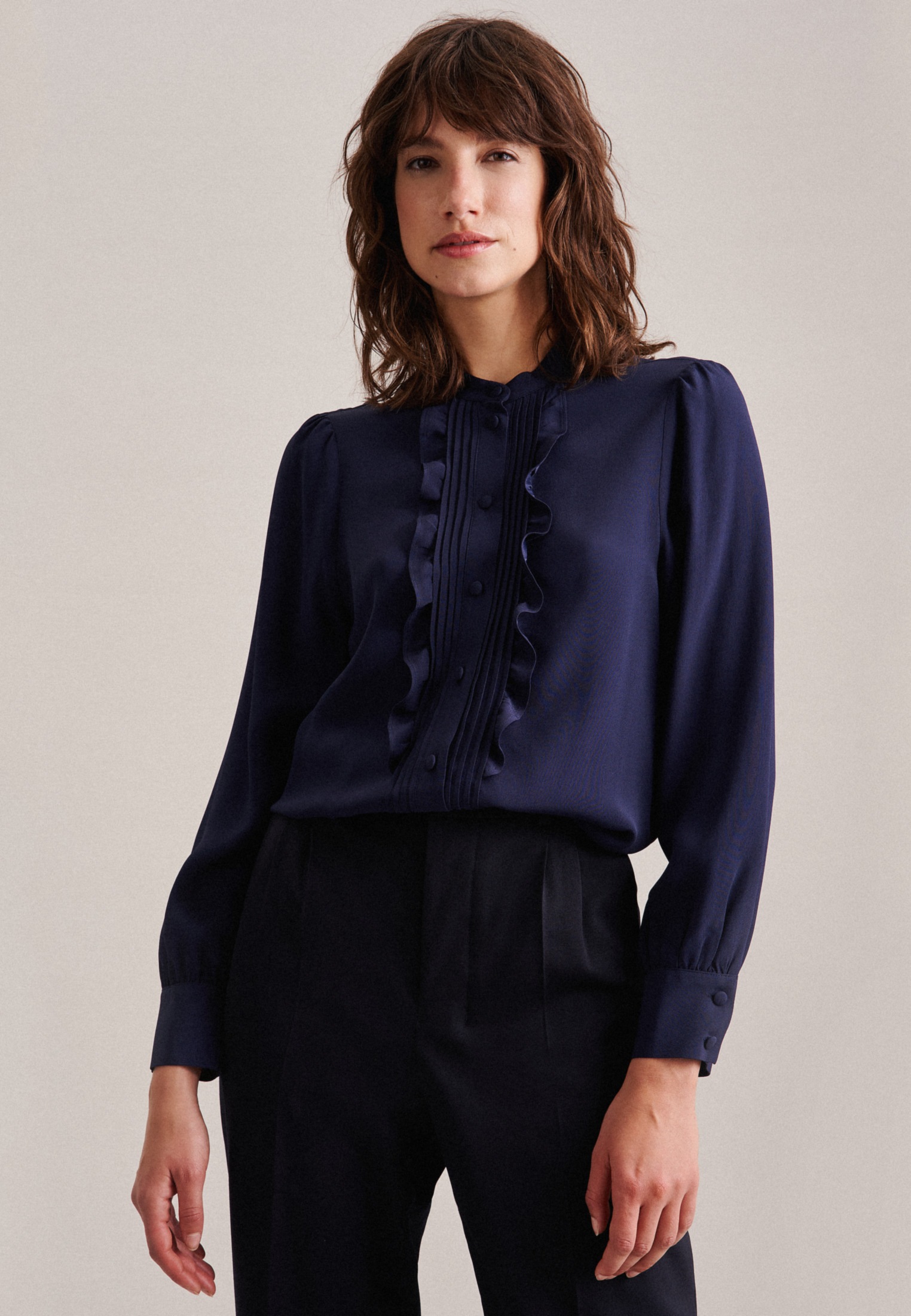 seidensticker Klassische Bluse »Schwarze Rose«, Langarm Kragen Uni