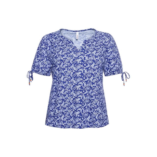 Sheego T-Shirt »Große Größen«, mit Paisleydruck und Bindeband am Arm für  kaufen | BAUR