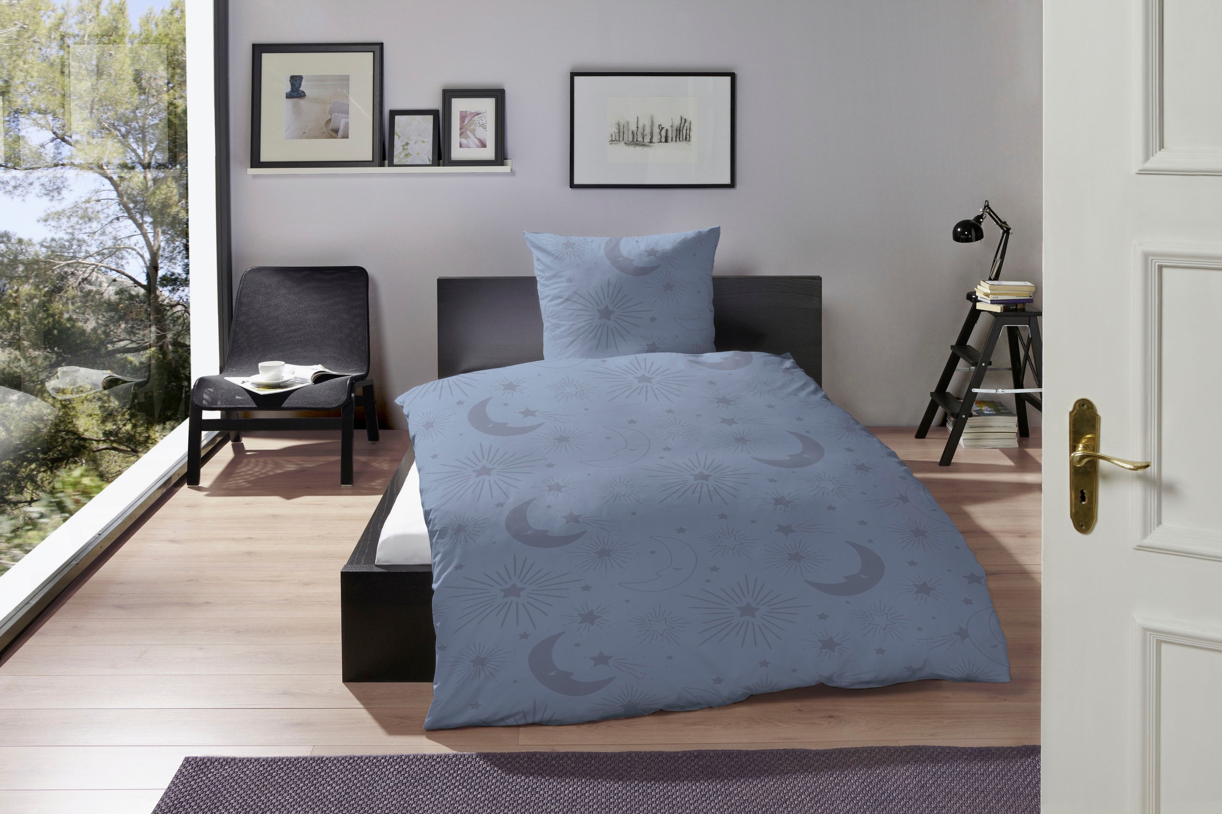 Primera Bettwäsche "Biber Bettwäsche "Mond"" 2 Stk. tlg. Mit beruhigenden B günstig online kaufen