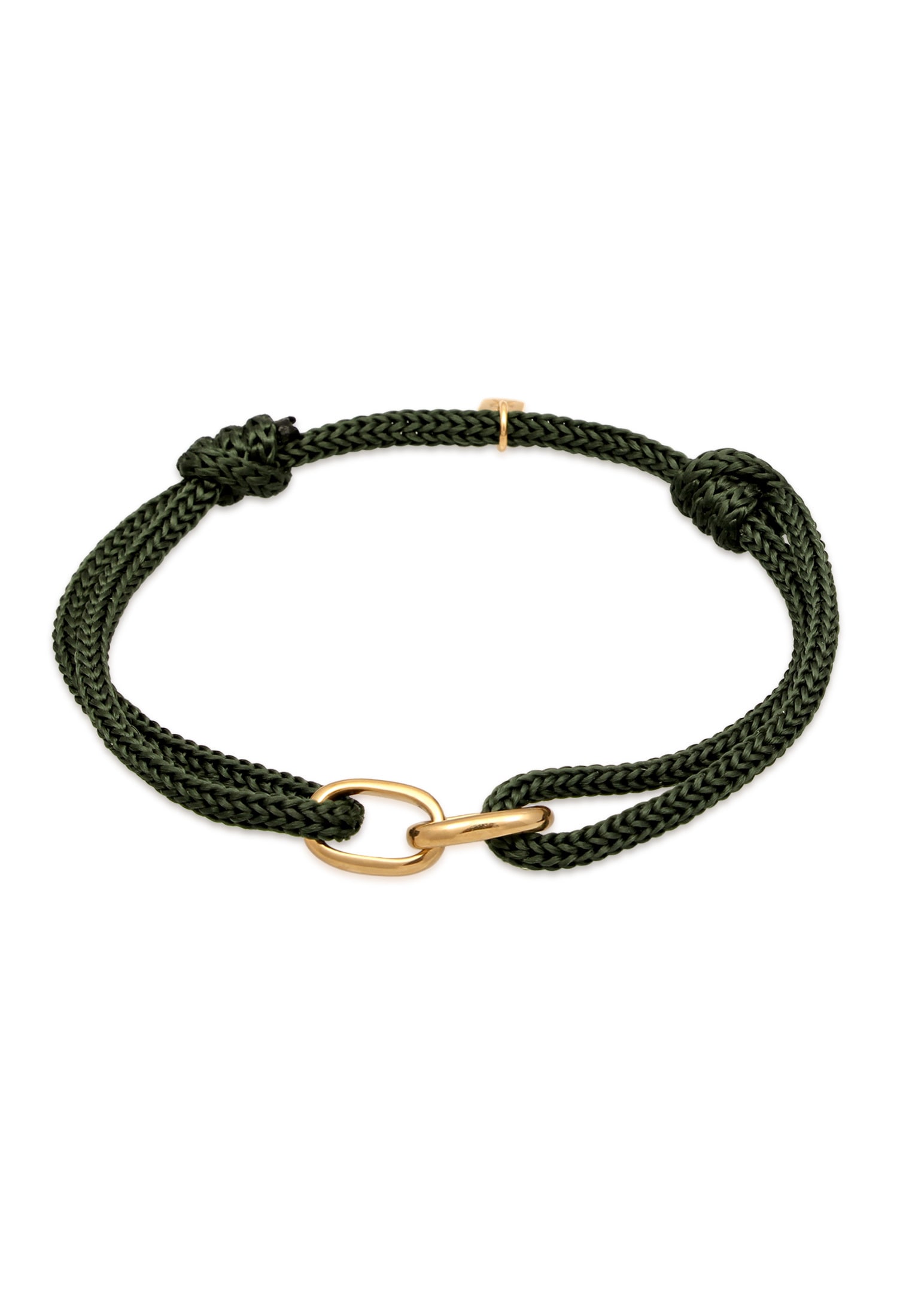 "Armkette KUZZOI ""Armband Glieder Oval Nylon 925 Sterling Silber"" Gr. 190, grün (olive), Armbänder, Herren, Silber 925 (Sterlingsilber), Armkette"