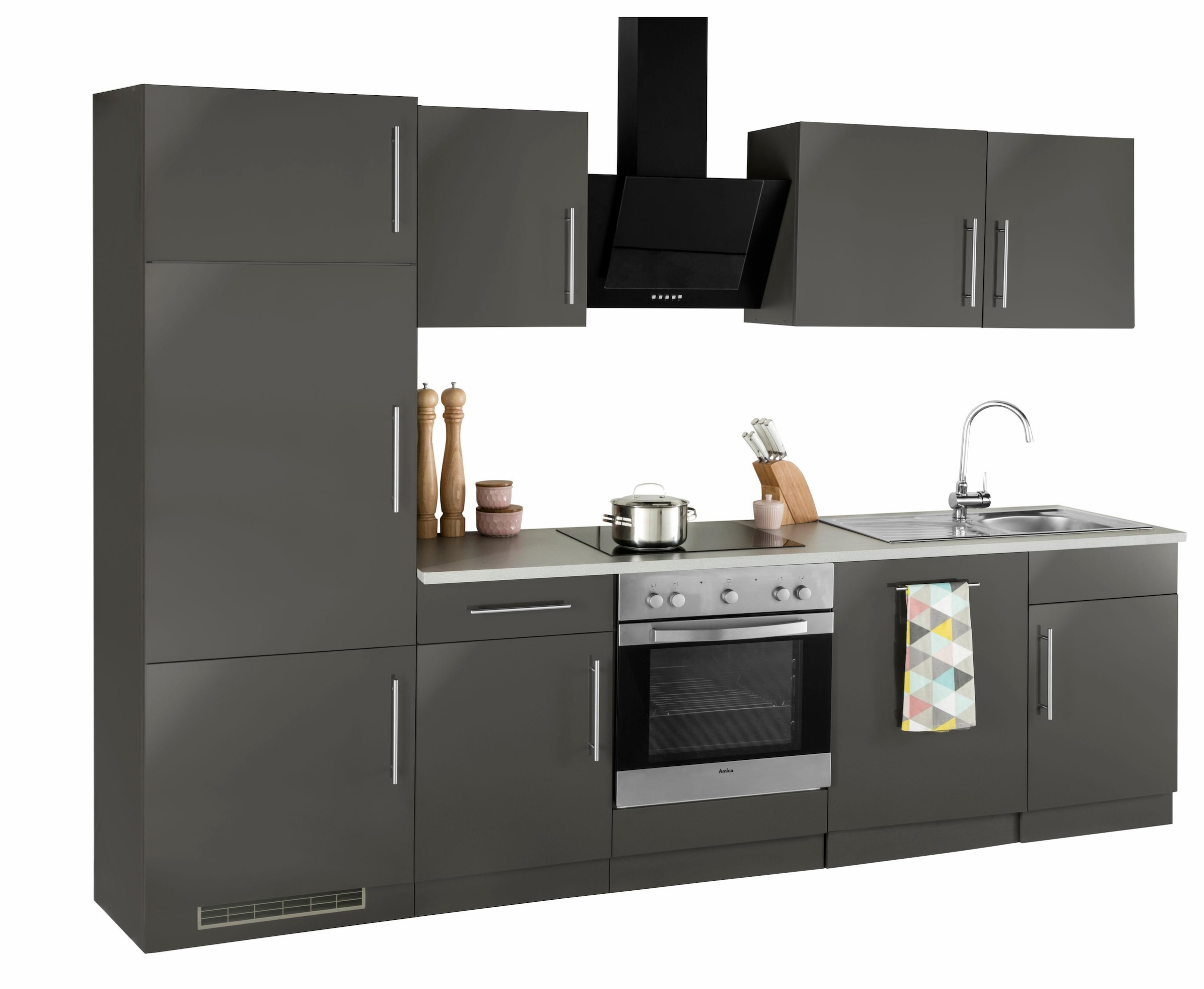 wiho Küchen Küchenzeile »Cali«, mit E-Geräten, Breite 280 cm