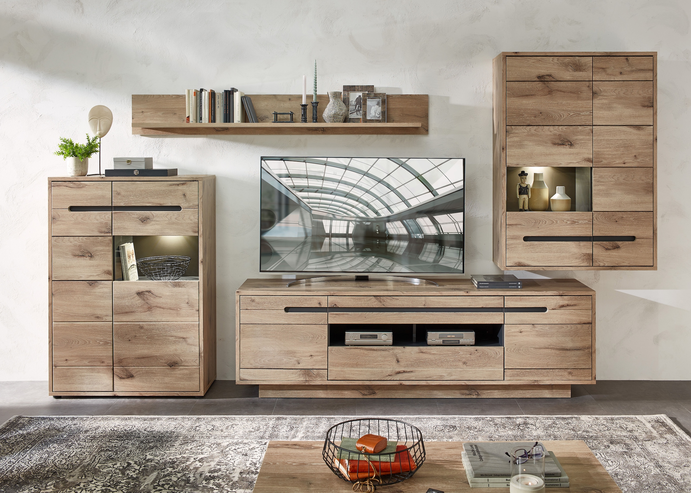 Innostyle Wohnwand "BELLANO" Komplett-Set, 4 Stk. tlg. inkl. LED-Beleuchtun günstig online kaufen