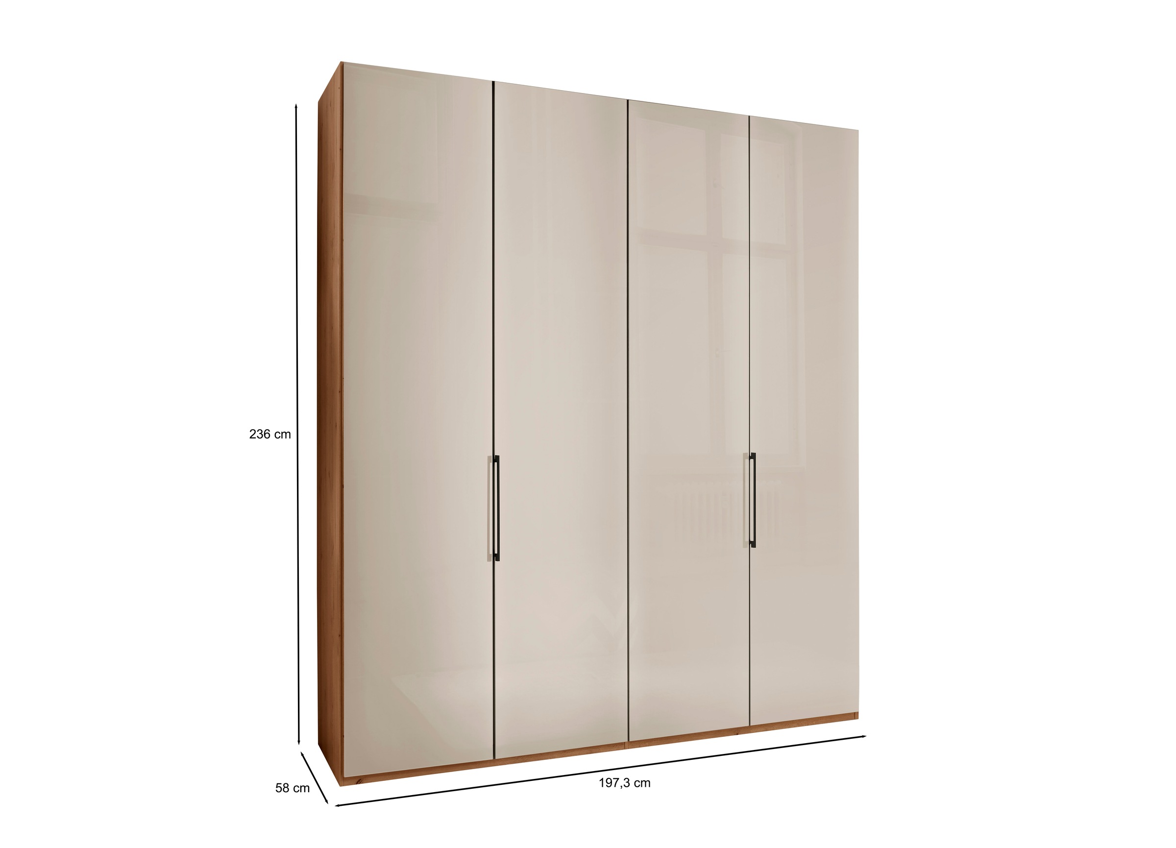 WIEMANN Drehtürenschrank »Monaco, Made in Germany, edle Glasfront, in verschiedenen Farben,«, hochwertige Beschlägen inkl. Dämpfung