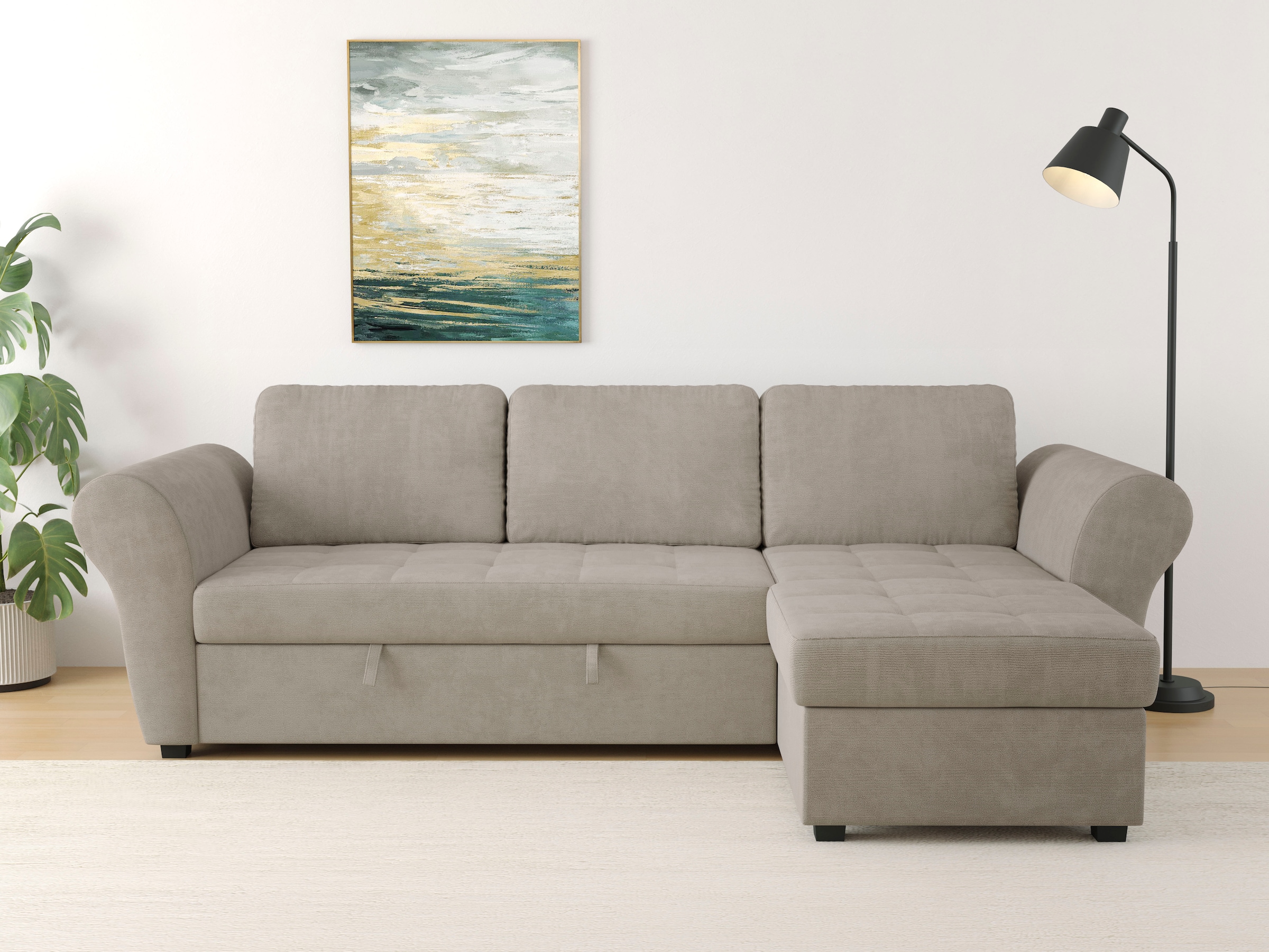 OTTO home Ecksofa "Lasse L-Form, B: 259 cm" mit Schlaffunktion & Bettkasten