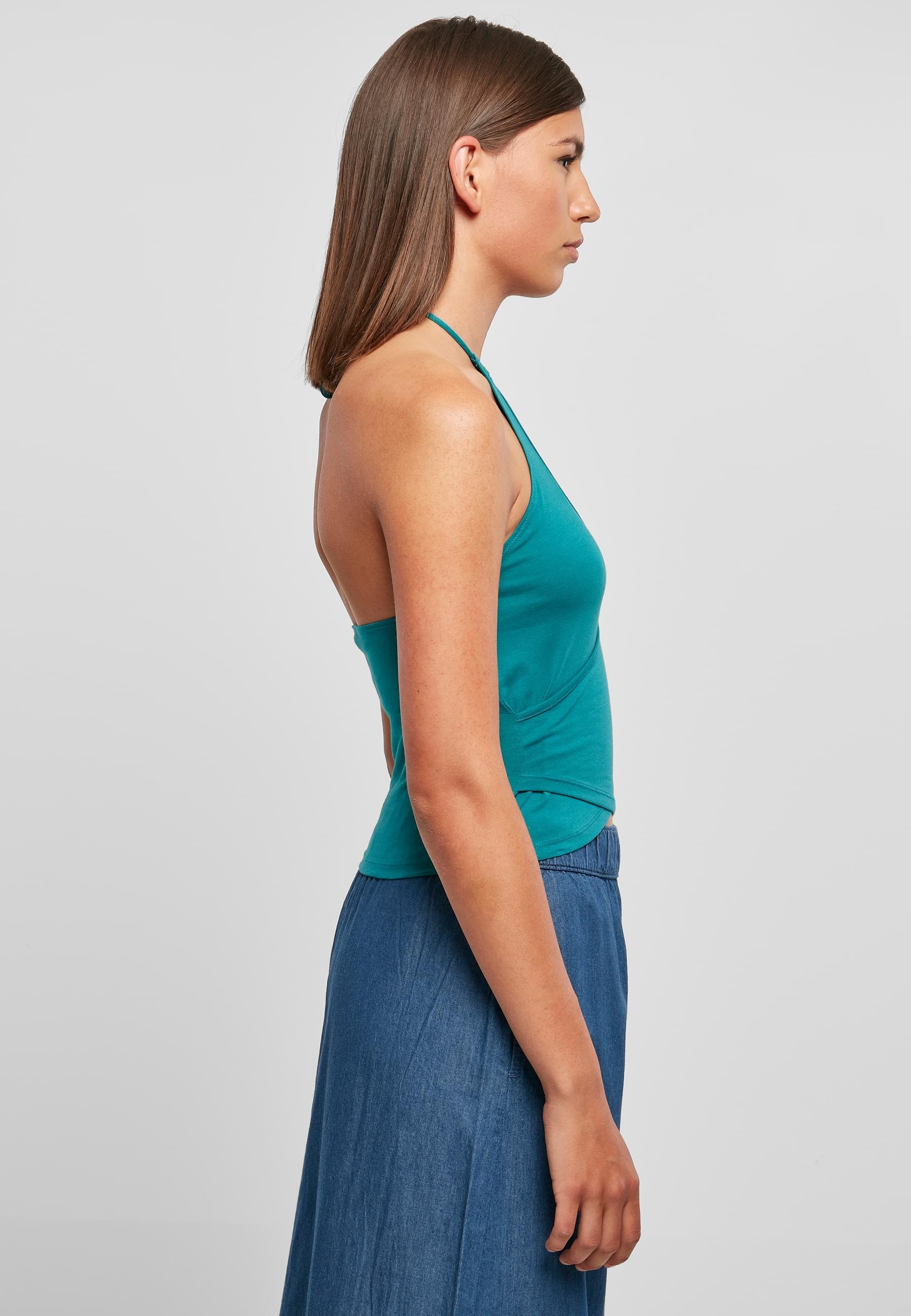 URBAN CLASSICS Muskelshirt »Urban Classics Damen Ladies Short Wraped Neckholder Top«, (1 tlg.)