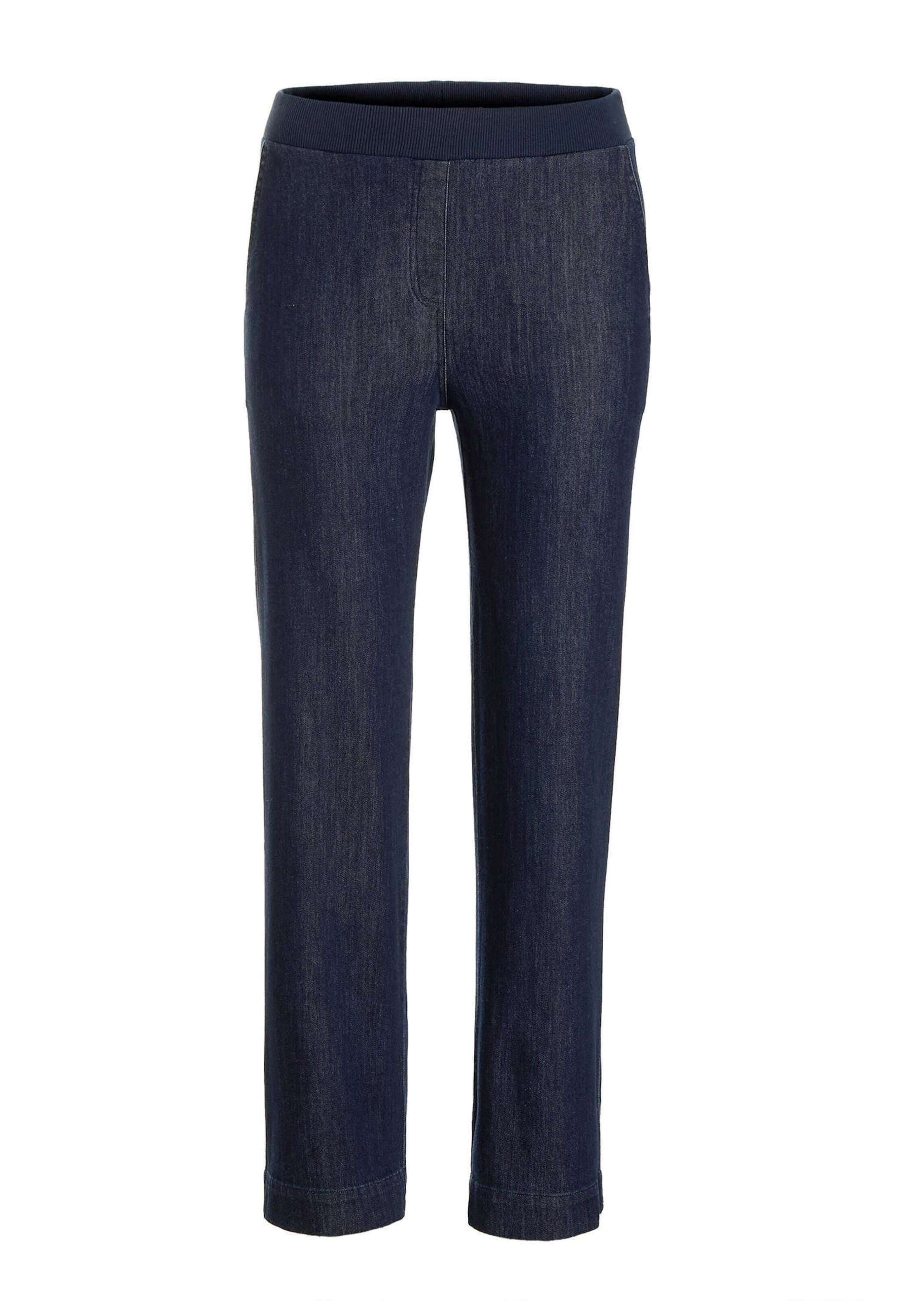 GOLDNER Stoffhose "Komfortable Denim-Hose VERA mit Stretch" Reißverschluss-Optik vorne
