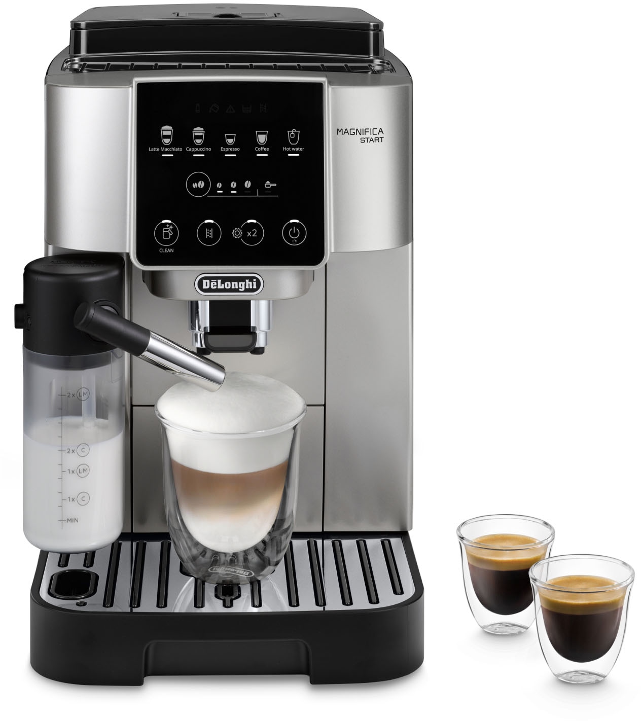 DeLonghi Kaffeevollautomat "Start Milk ECAM220.80.SB, Milchkaraffe inklusive, Perfekter Cappuccino" Für cremigen Barista-Milchschaum – auch für pflanzliche Alternativen