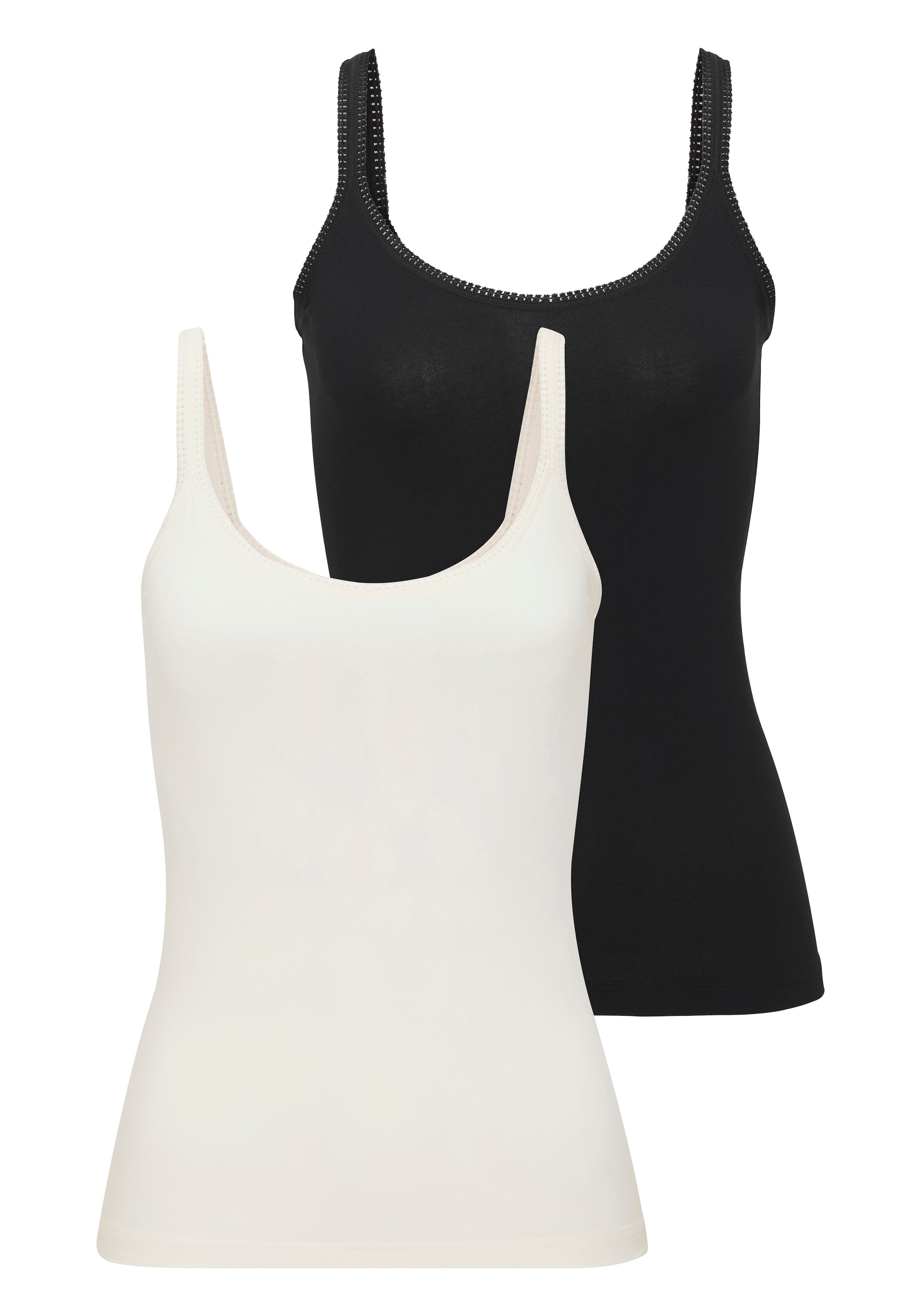 LASCANA Spaghettitop 2er Pack, schön gerundeter Ausschnitt, verstellbare Tr günstig online kaufen