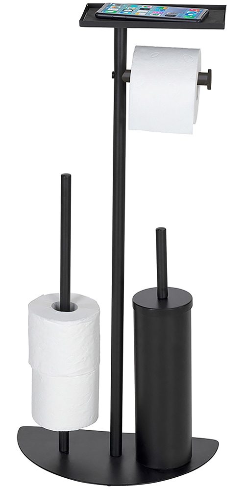 WENKO WC-Garnitur »Modell Cosenza Neo«, aus Metall-Kunststoff, platzsparende 4-in-1 Standgarnitur mit Ablage, lackierter Stahl