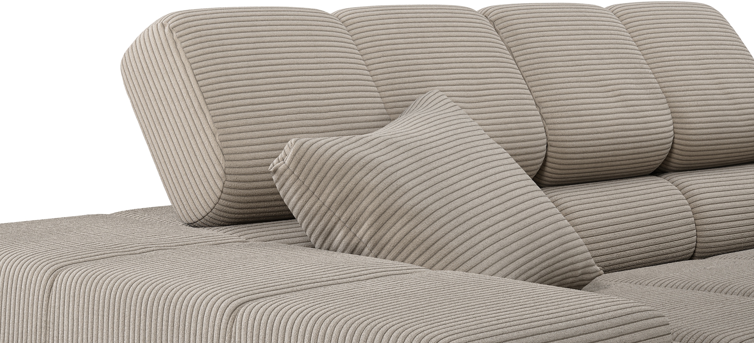 INOSIGN Ecksofa »Ancona incl. Kopfteilverstellung, Zierkissen Breite 319cm, L-Form«, wahlweise motorische Sitztiefenverstellung, auch in Cord + Easy Care
