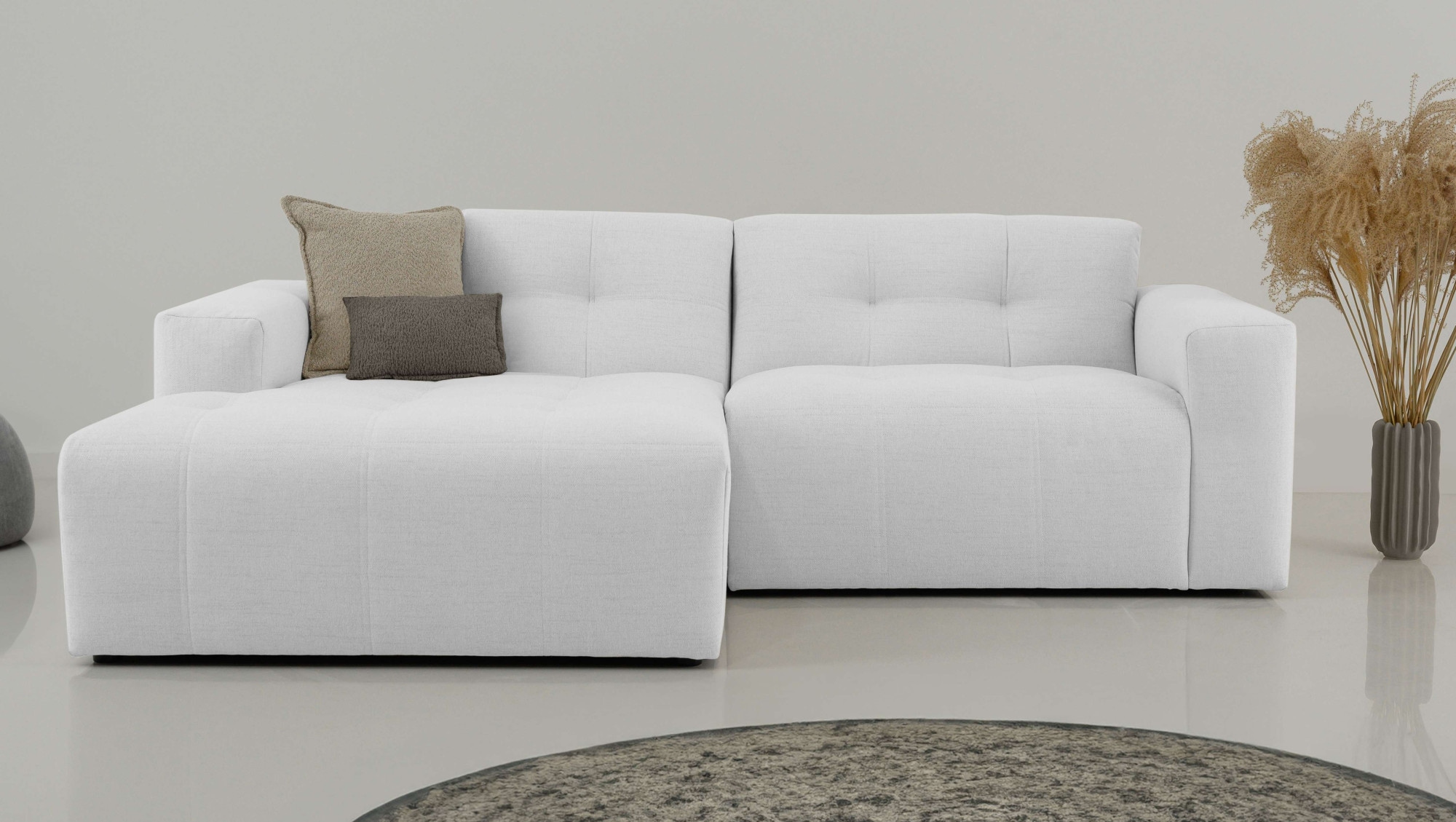 OTTO home Ecksofa "Tapley" Breite 221 cm,Boucle, Struktur fein, mit Knopfst günstig online kaufen