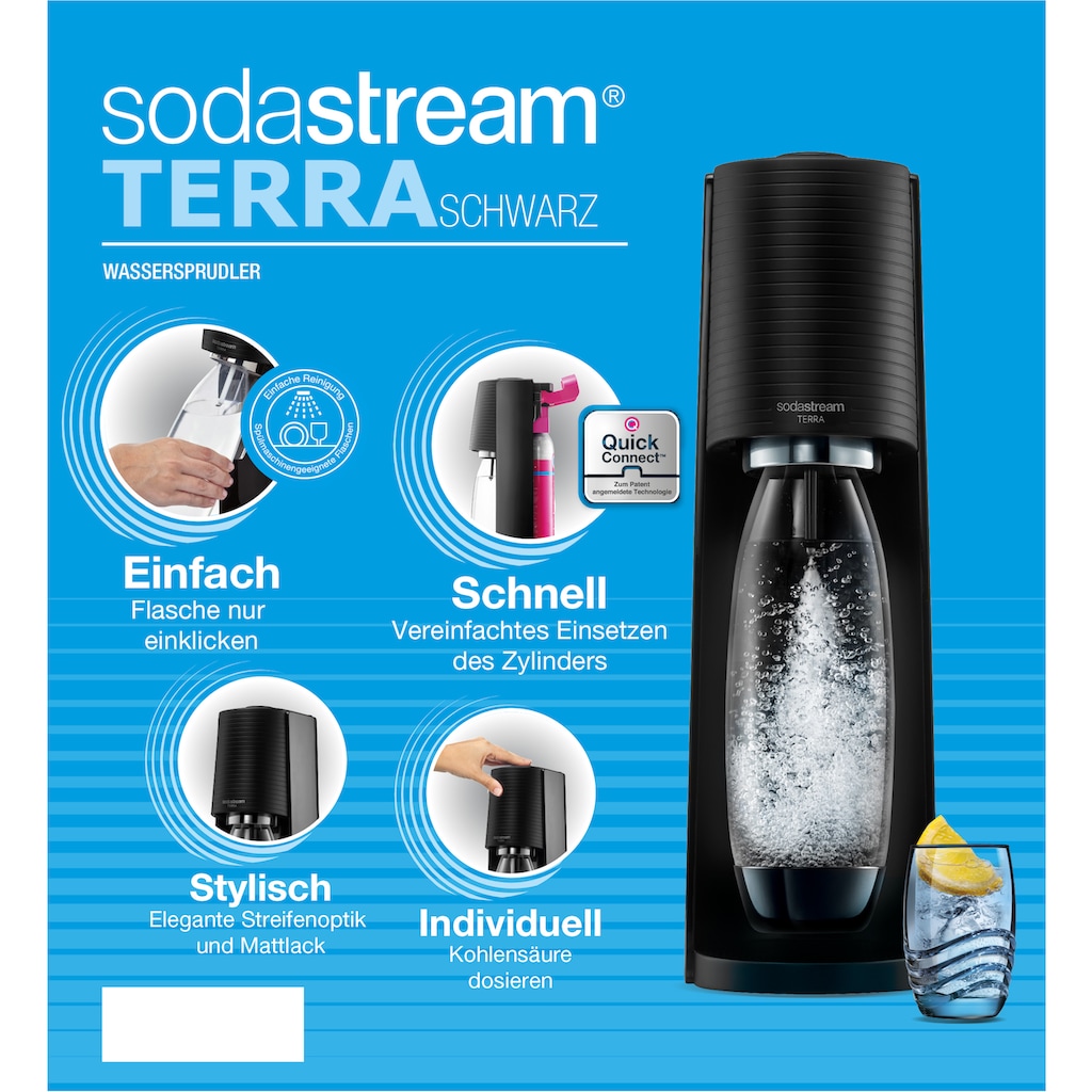 SodaStream Wassersprudler »TERRA«, inkl. 1x CO2-Zylinder CQC, 1x 1L spülmaschinenfeste Kunststoff-Flasche