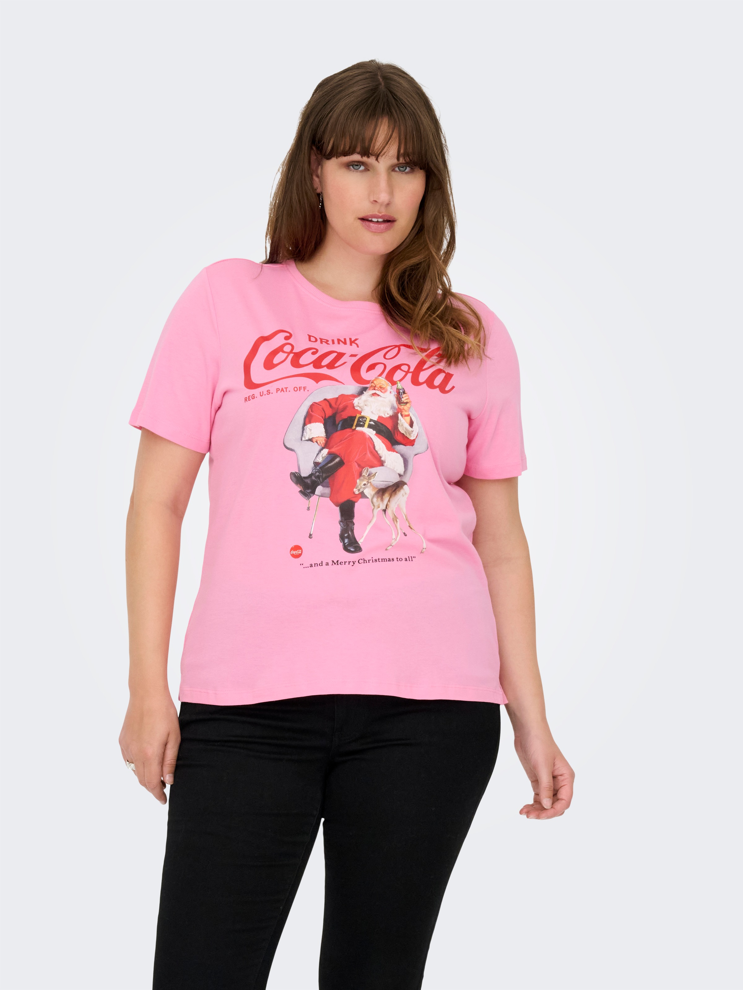 ONLY CARMAKOMA Kurzarmshirt "CARCOCA COLA XMAS LIFE S/S TOP JRS" günstig online kaufen