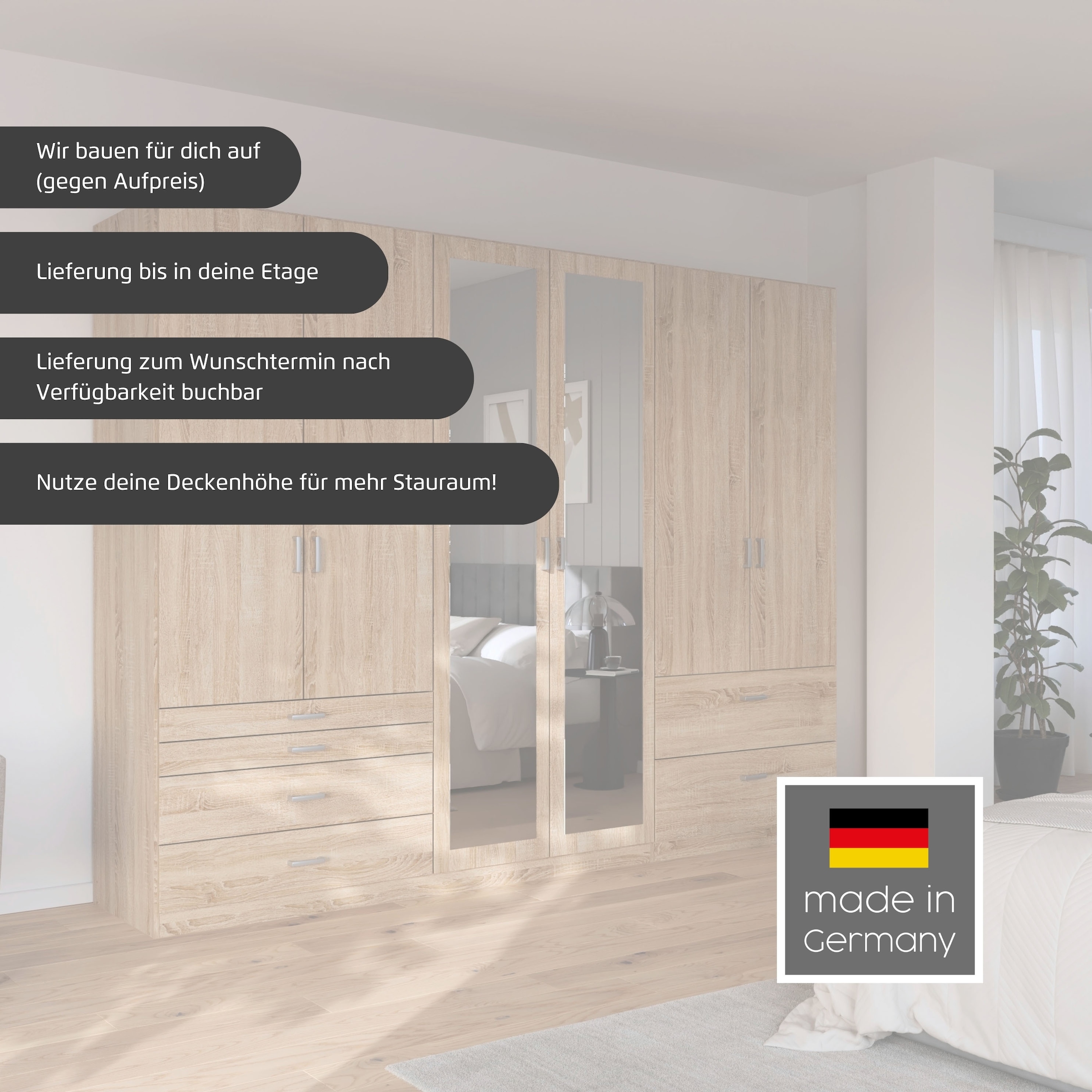 rauch Drehtürenschrank »Kleiderschrank Schrank Garderobe Wäscheschrank WILDBERG« Breiten 230/275 cm, Höhen 212/231 cm,  mit 6 Schubladen, obere Schublade mit Holz-Einteilung MADE IN GERMANY