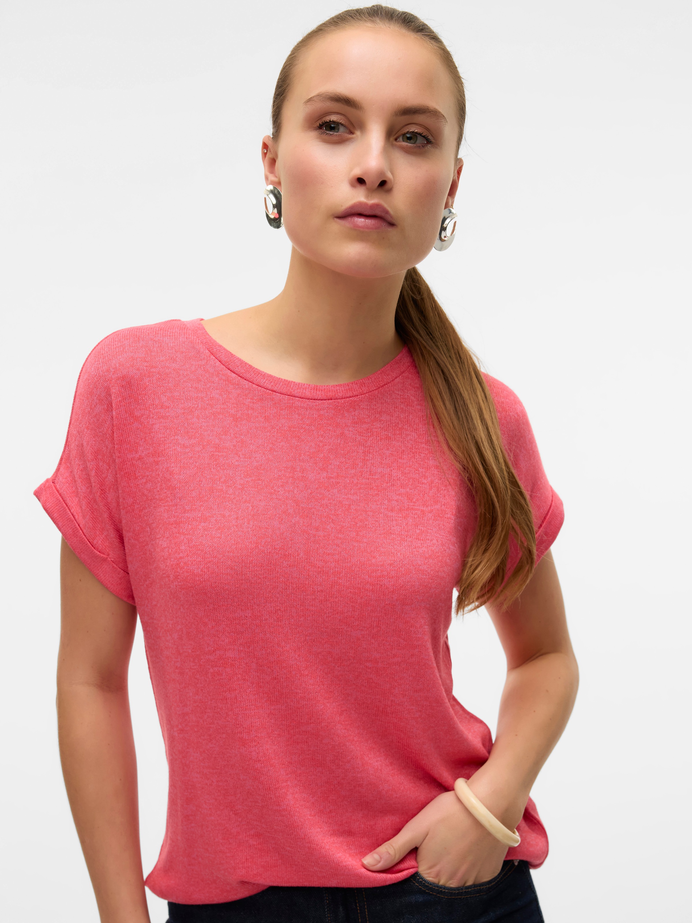 Vero Moda Kurzarmpullover "VMBRIANNA SS O-NECK PULLOVER BOO REP", mit Umsch günstig online kaufen