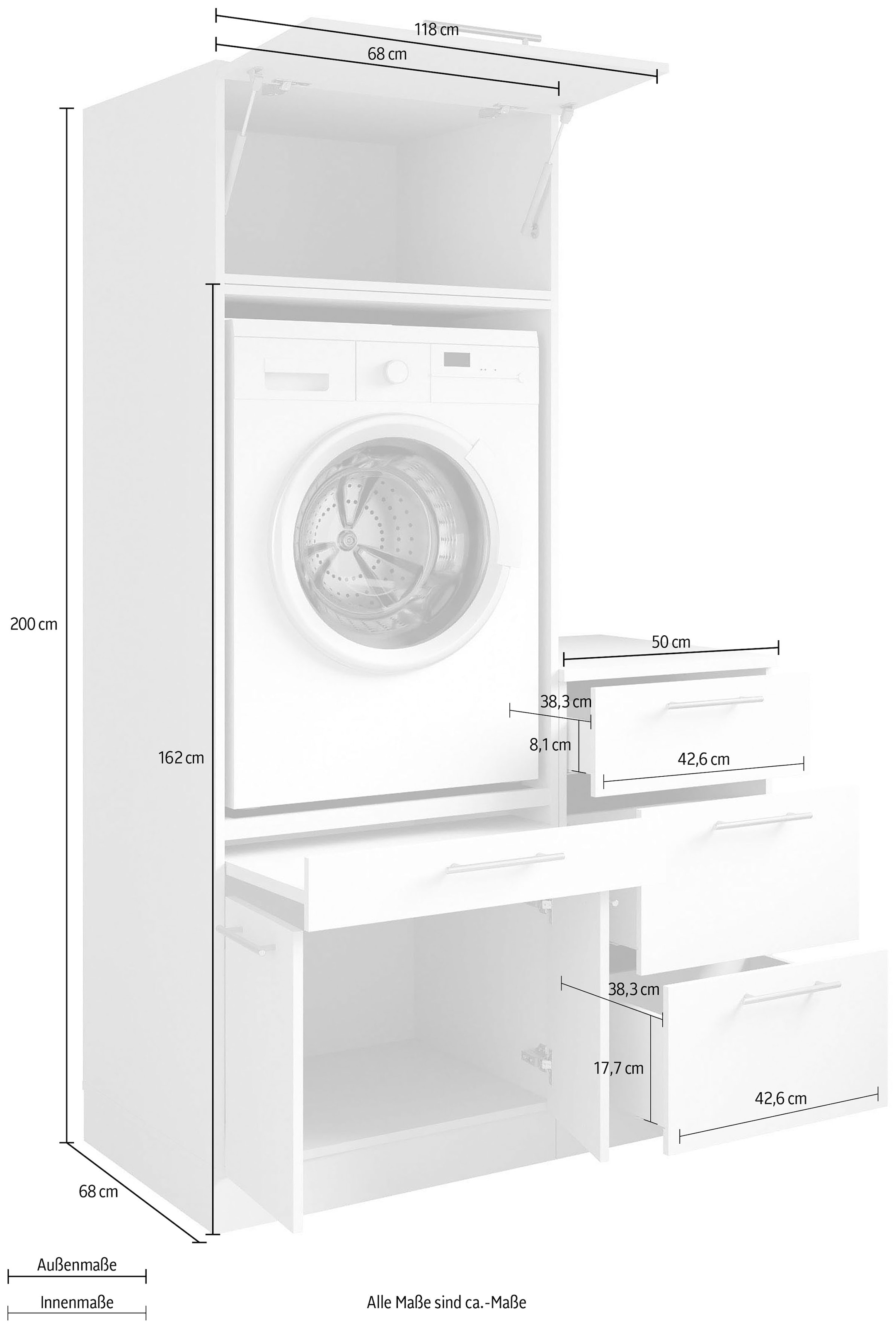 Laundreezy Mehrzweckschrank-Set »Laundreezy, 3-tlg. Mehrzweckschrank-Set B/H/T 118/200/68 cm« 3 Stk. tlg.