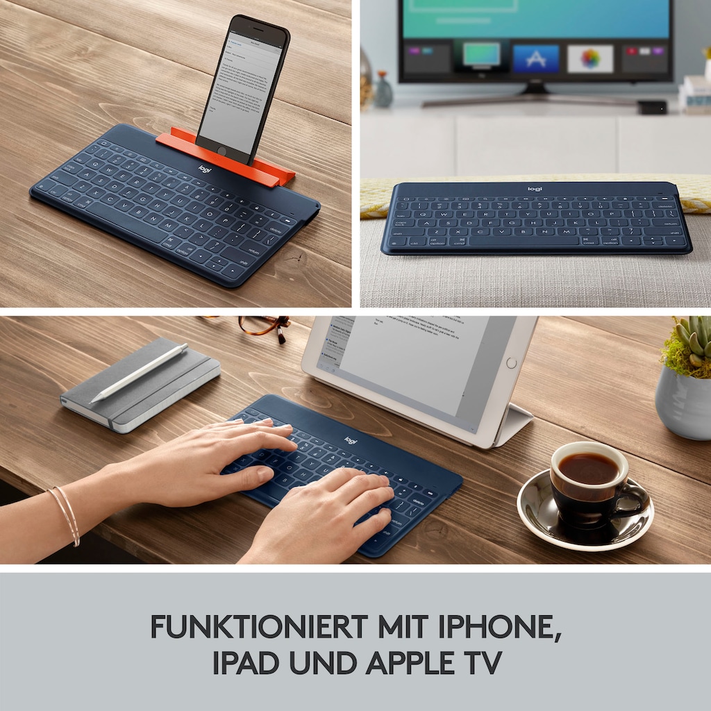 Logitech Apple-Tastatur »Keys-To-Go«, (iOS Sondertasten-Multimedia-Tasten-Lautstärkeregler-USB-Anschluss)