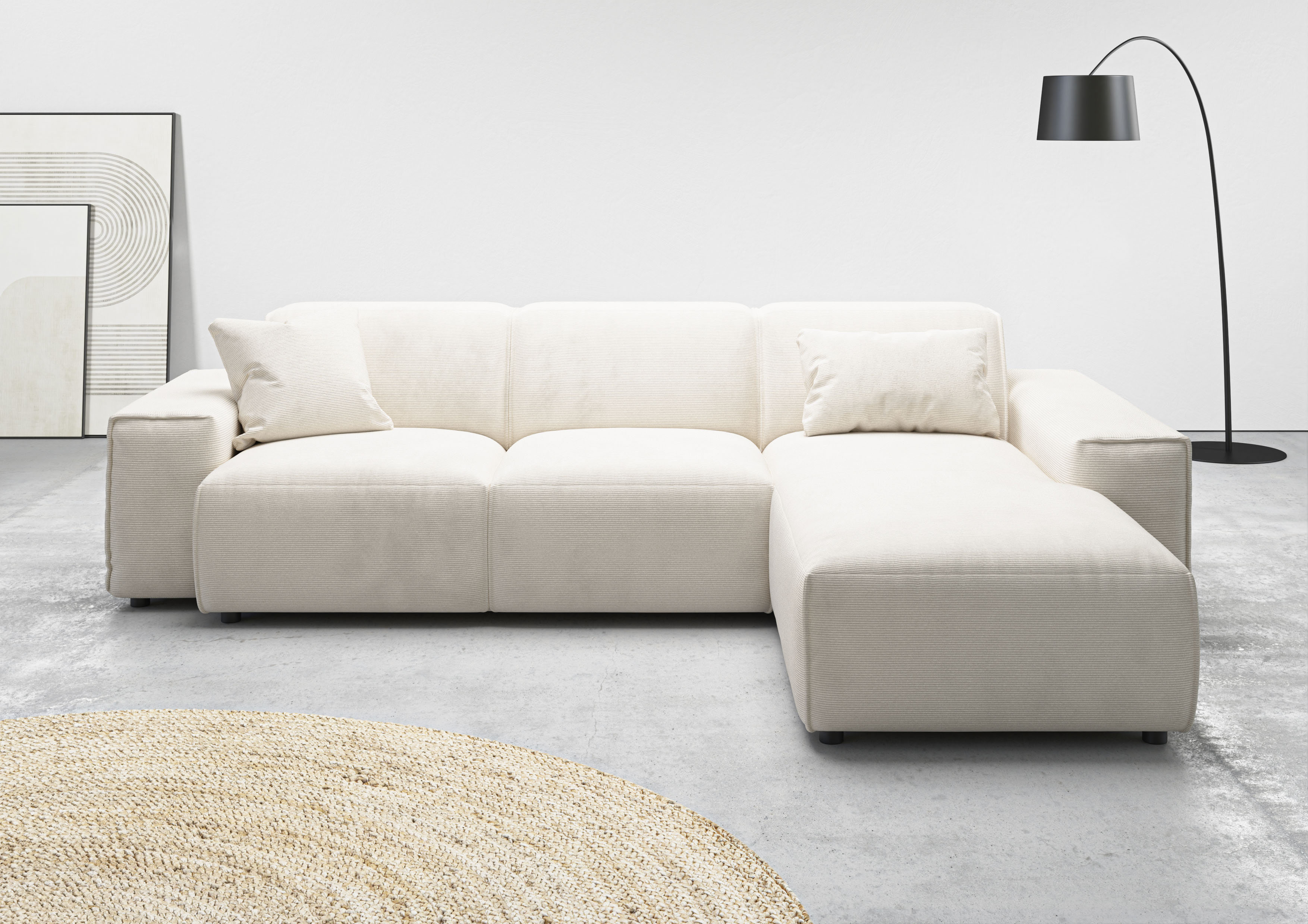 Home affaire Ecksofa "Glimminge L-Form auch in Breitcord, Feincord + Easy care-Bezug," Breite 264, Zierkissen