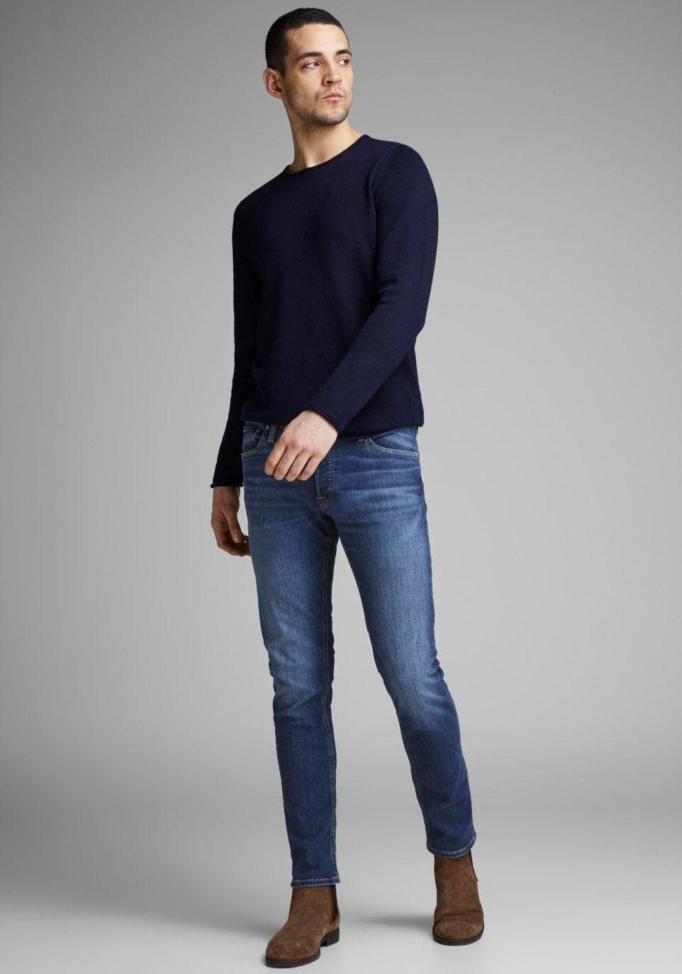 Jack & Jones Slim-fit-Jeans »JJIGLENN Slim-Fit mit Stretch und praktischer 5-Pocket-Form«, mit Abriebeffekten