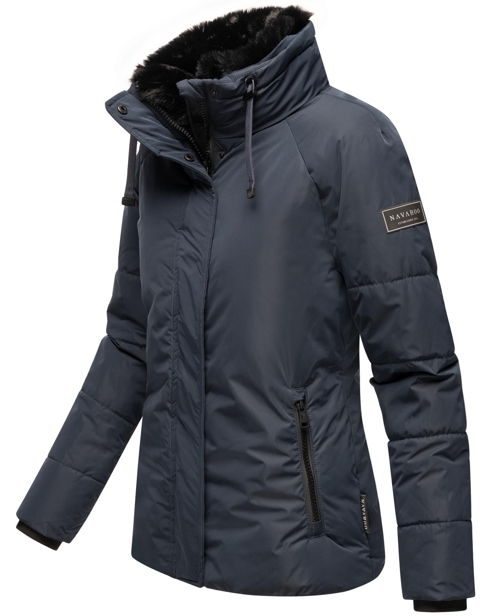 Navahoo Winterjacke »Frostii XIV«, ohne Kapuze, modische Damen Winter Steppjacke mit Kunstfellkragen