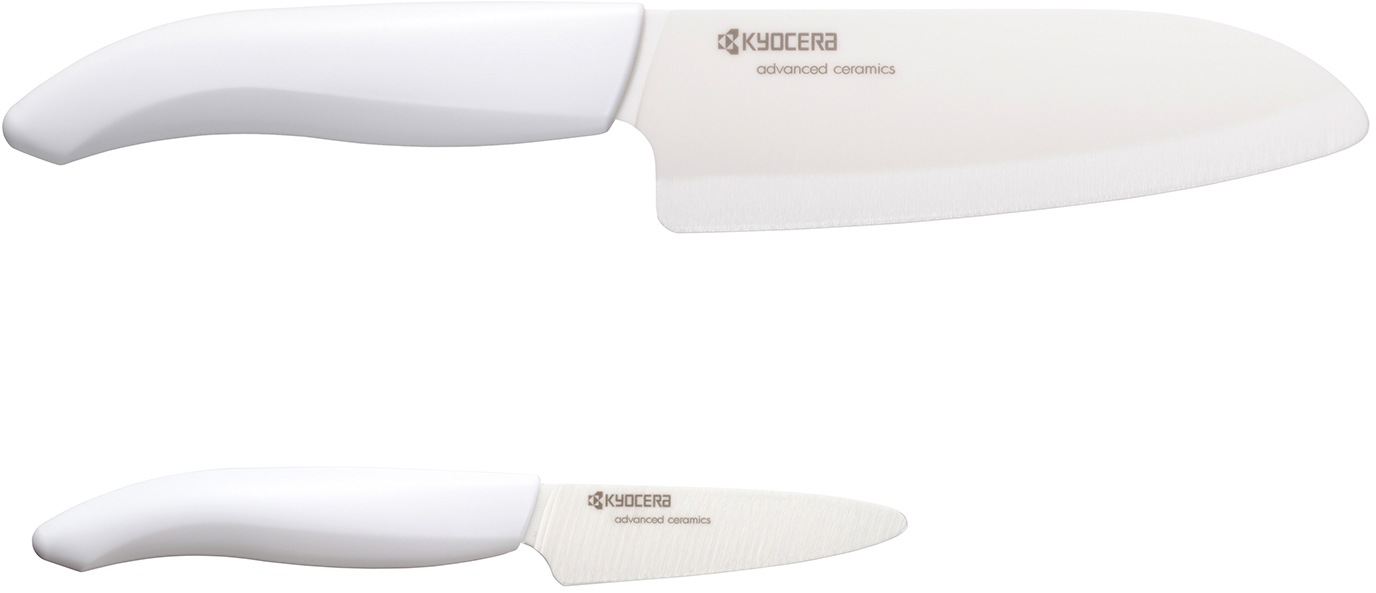 KYOCERA Messer-Set "GEN", (Set, 2 tlg.), extrem scharfe Hochleistungskeramik-Klinge, (Schäl-/ Santokumesser)