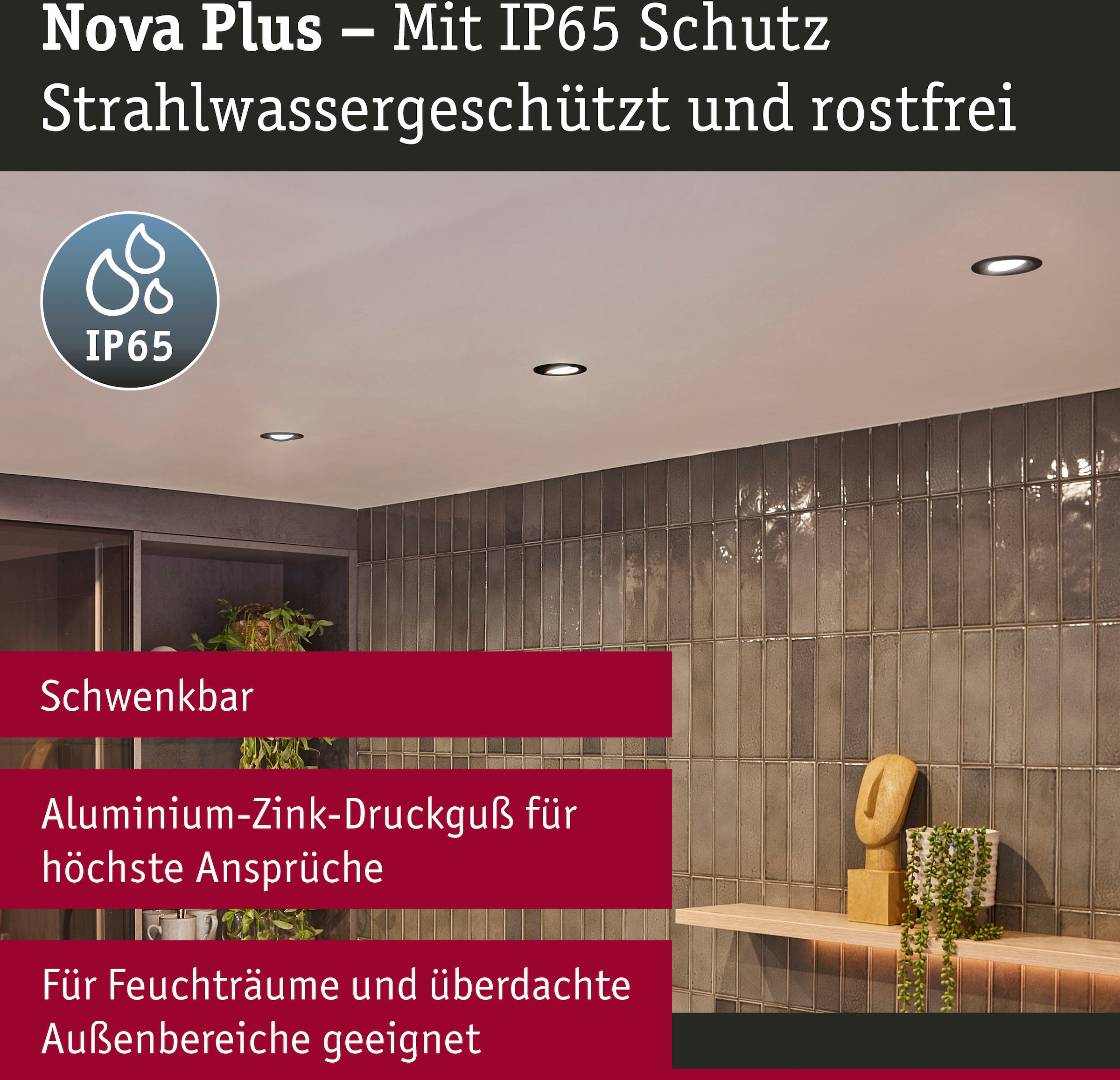 Paulmann LED Einbauleuchte »Nova Plus 1x6W 470lm 2700K Schwarz matt/Alu« Warmweiß