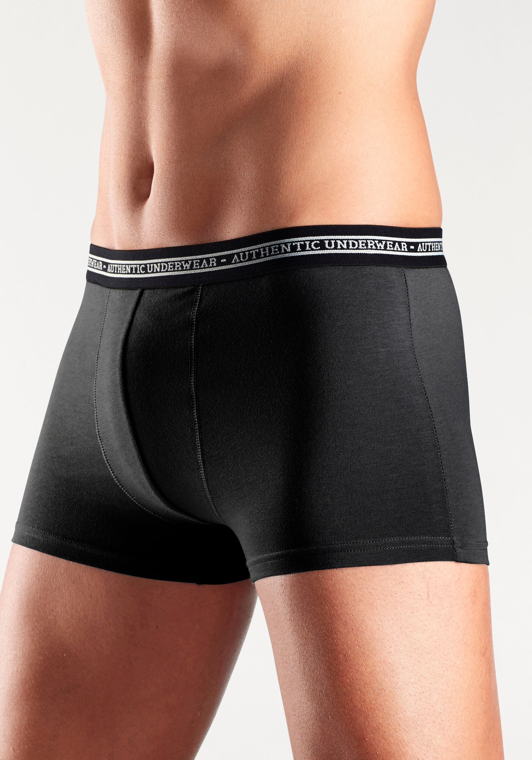 AUTHENTIC LE JOGGER Boxer "Boxershorts für Herren" Packung, 4 Stk., schwarzer Webbund mit Logoschriftzug