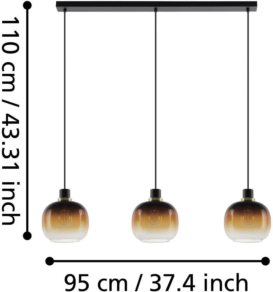 EGLO Hängeleuchte »OILELLA Pendellampe - Stahl - E27 - 3X40W - IP20« E27 1 Stk. Hängelampe, Deckenlampe, Wohnzimmer, Esszimmer, L95 x B19 x H110 cm