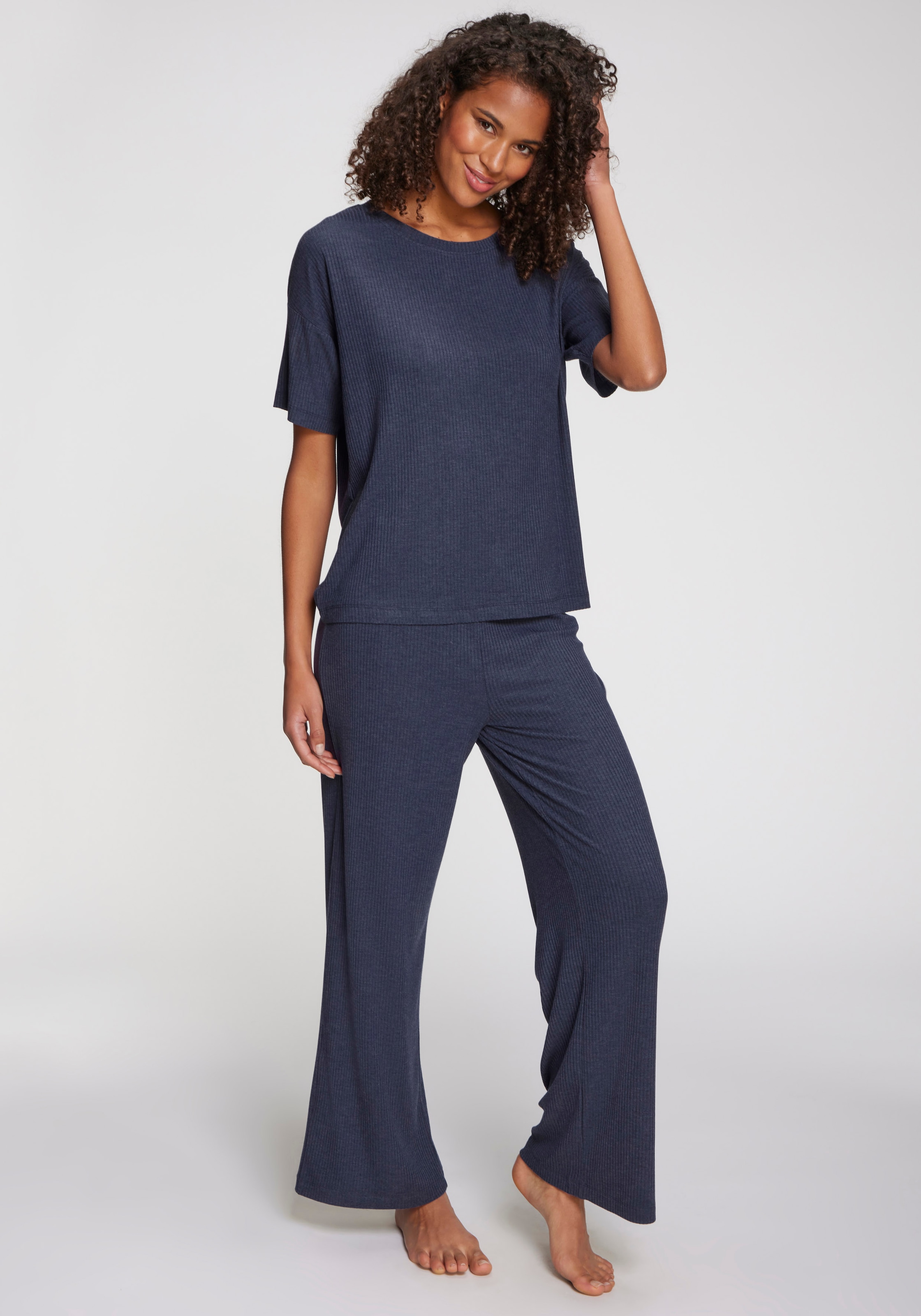 s.Oliver Pyjamahose, Aus weicher Rippqualität