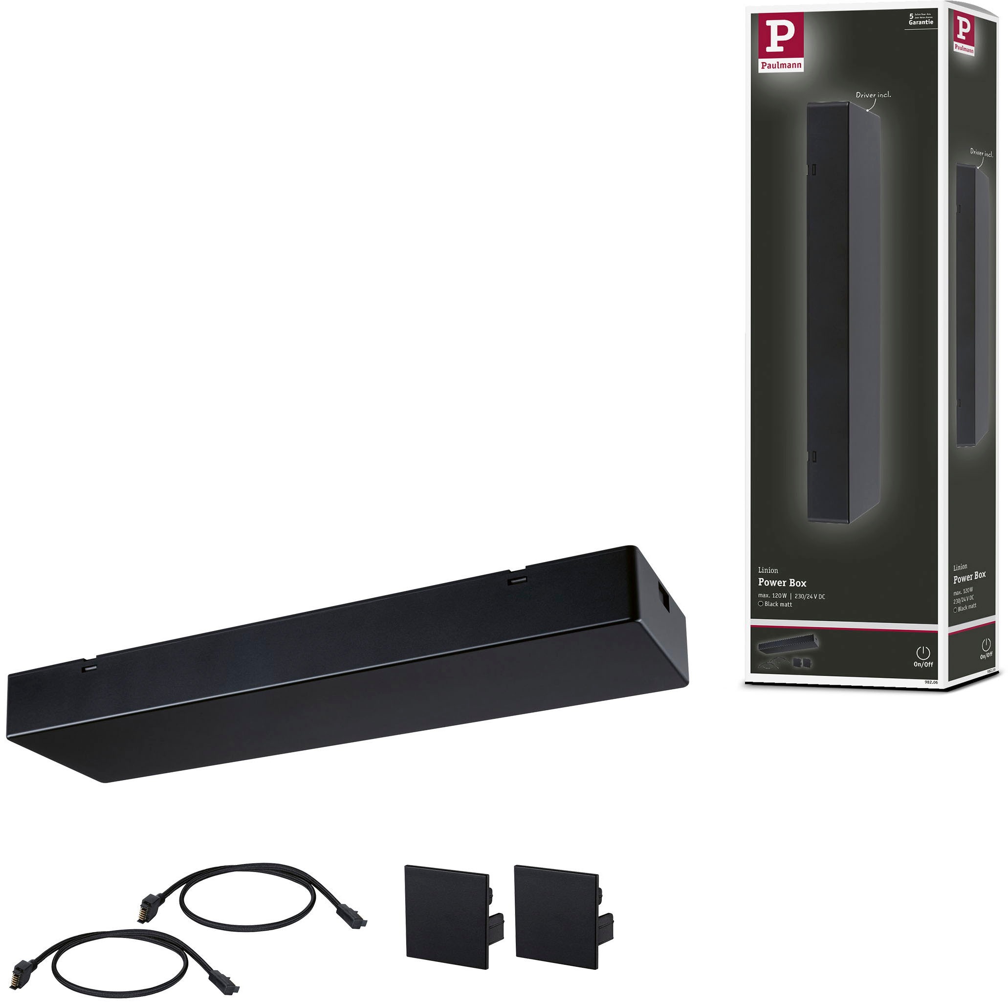 PAULMANN Schienensystem-Einspeiser "Linion Power Box Signalschwarz 230/24V 120VA", B:36,5cm H:4cm T:10cm, schwarz, Stromschienensysteme