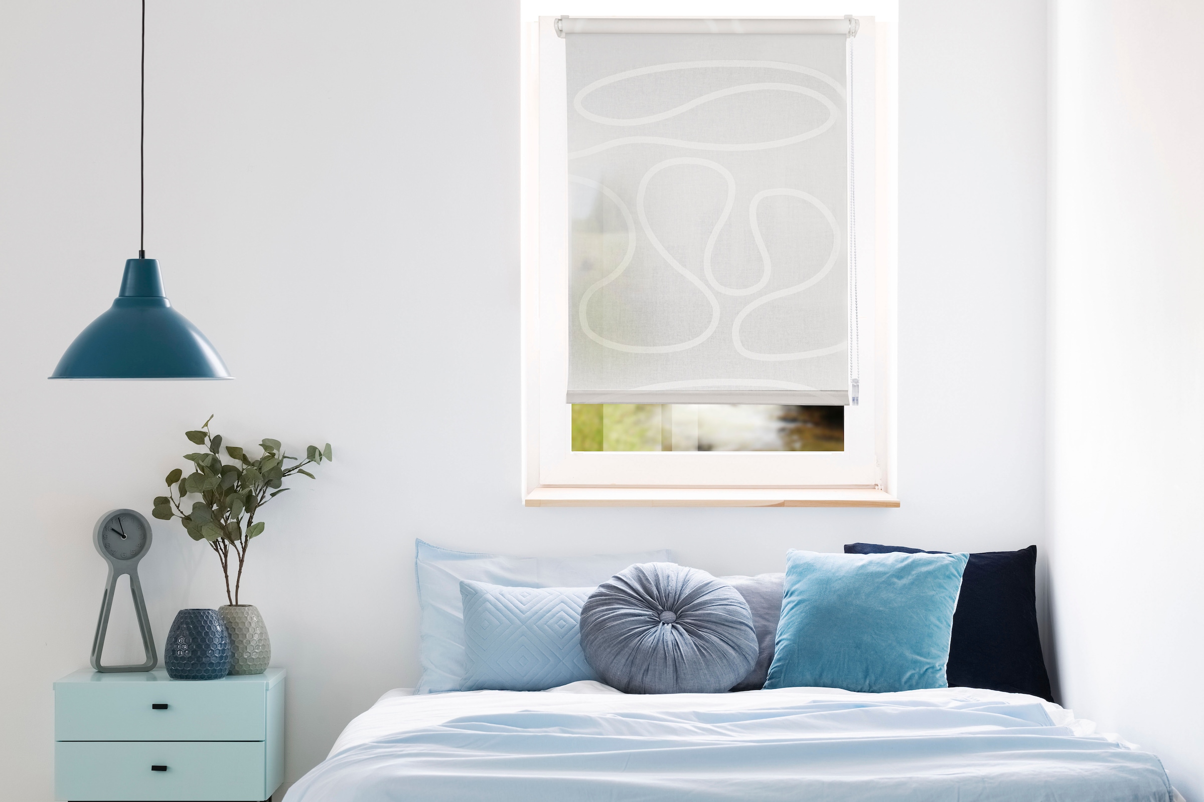 mydeco Seitenzugrollo "Win move" Lichtschutz Sichtschutz ohne Bohren freihängend mit stylischem Muster
